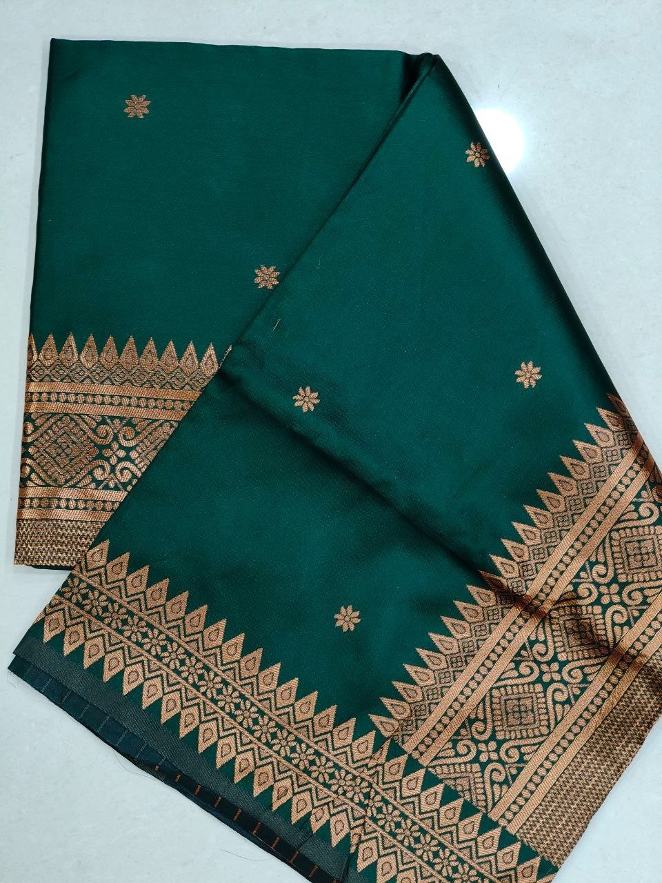 Women Soft Lichi Silk Green Saree With Blouse Indian Designer Wedding Party Wear