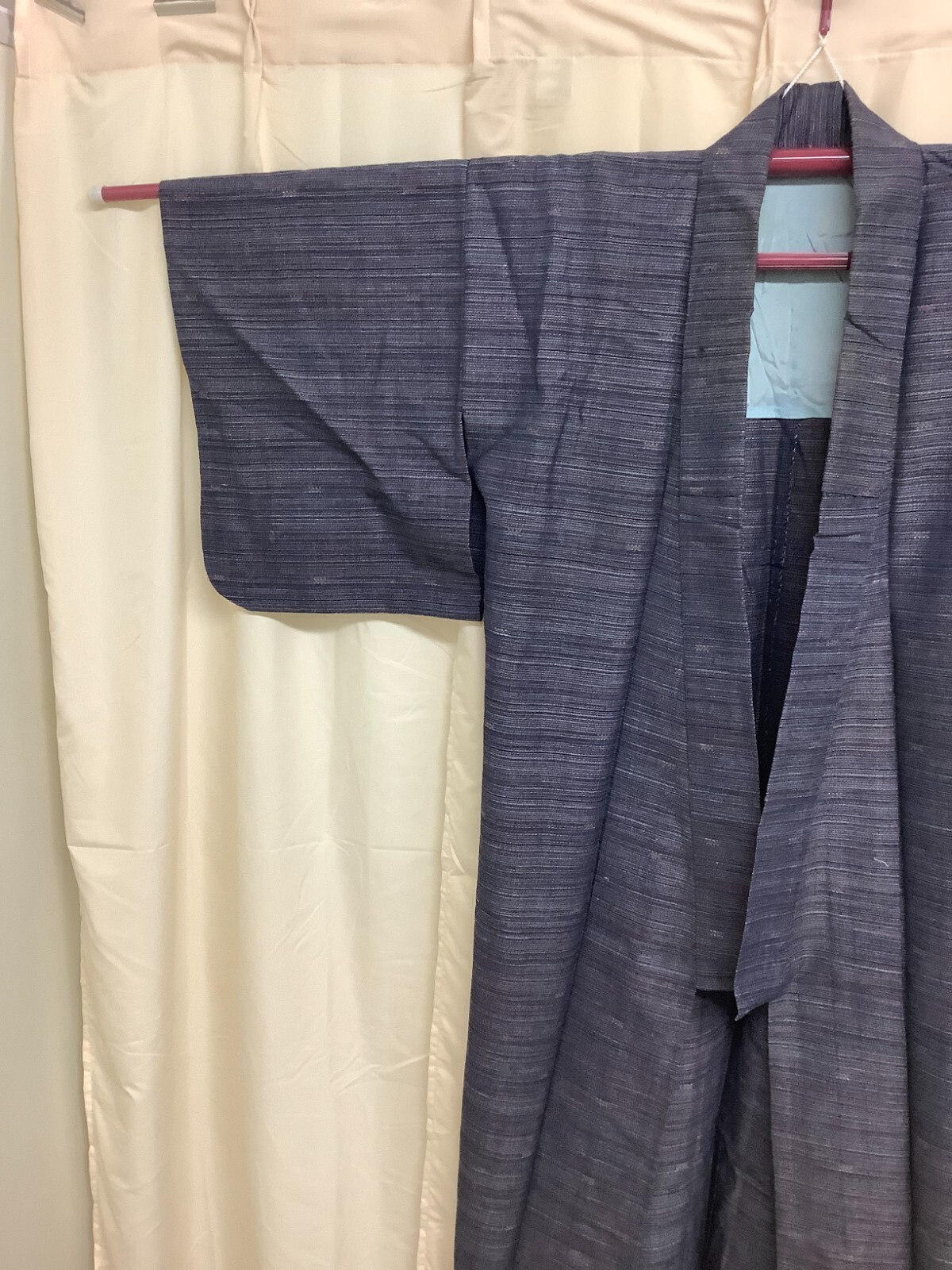 Japanese Vintage Kimono pure silk light blue purple Kasuri Height 58.26 inch