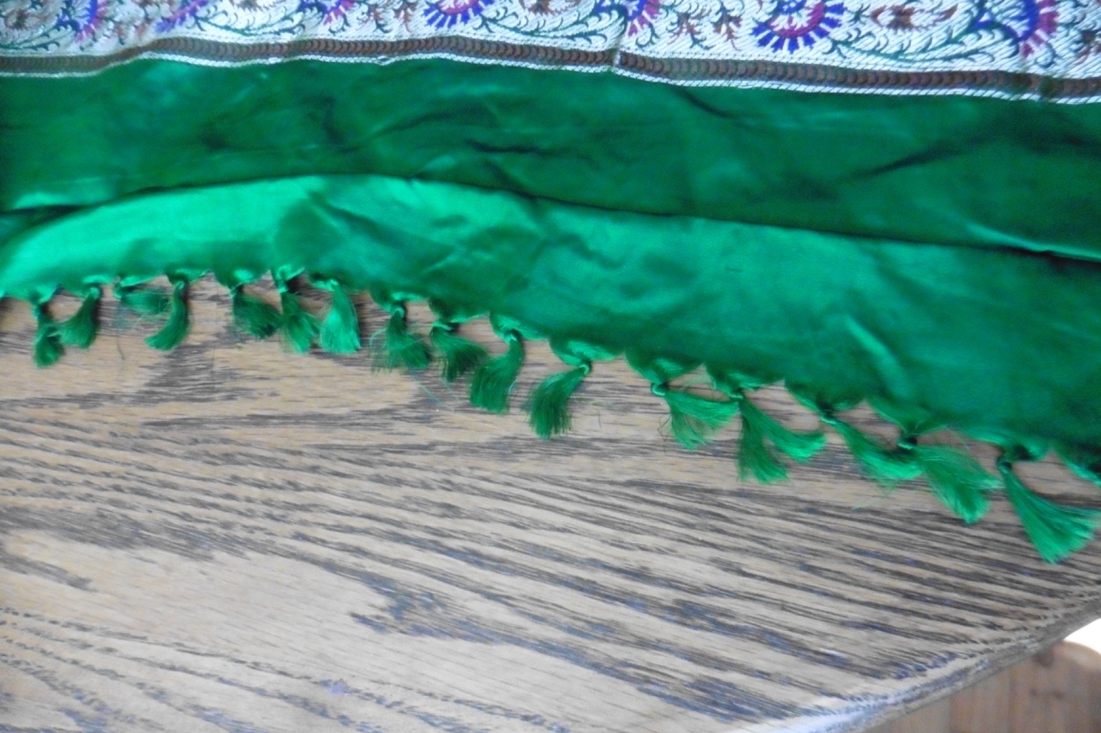 Modal Silk Fabric Ajrakh Hand-Block Print Saree Black And Green Paisley Motif