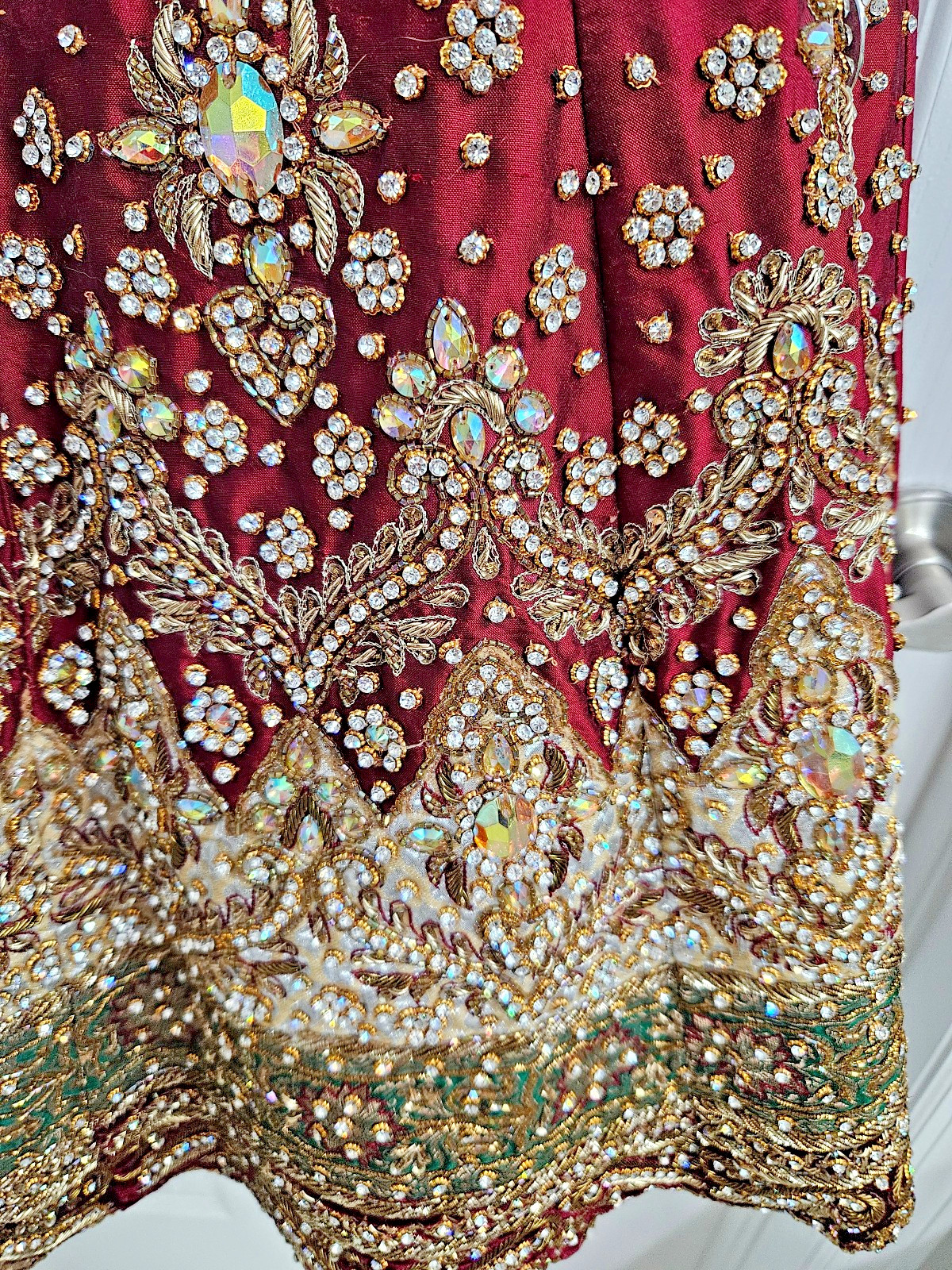Indian Bridal Lehenga Skirt Silk Zardozi Hand Embroidered Heavy Beaded Wedding