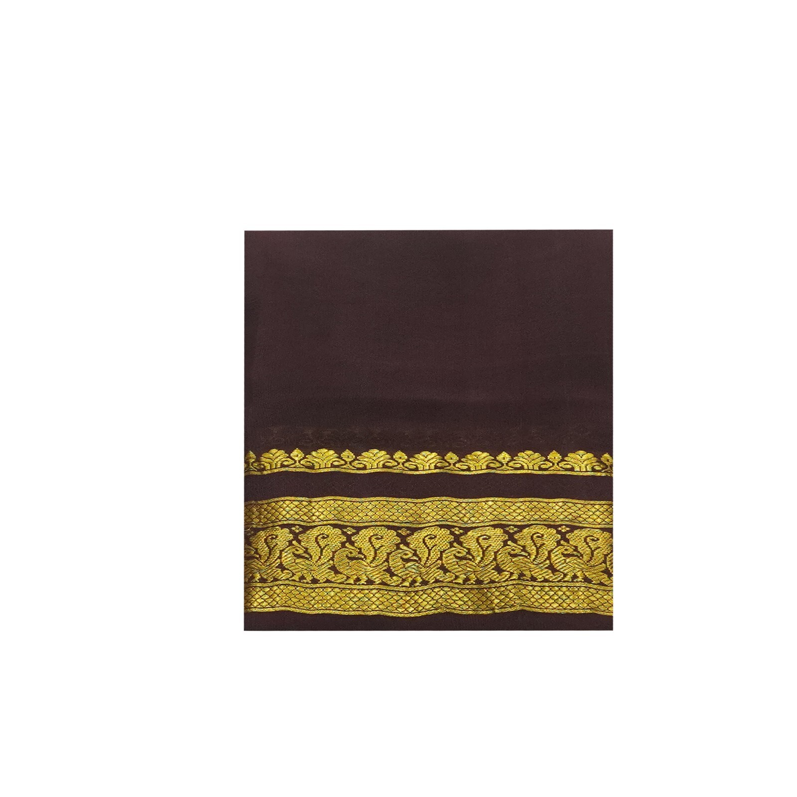 Vintage Brown Saree 100% Pure Mysore Crepe Silk Zari Woven Sari 5YD Craft Fabric