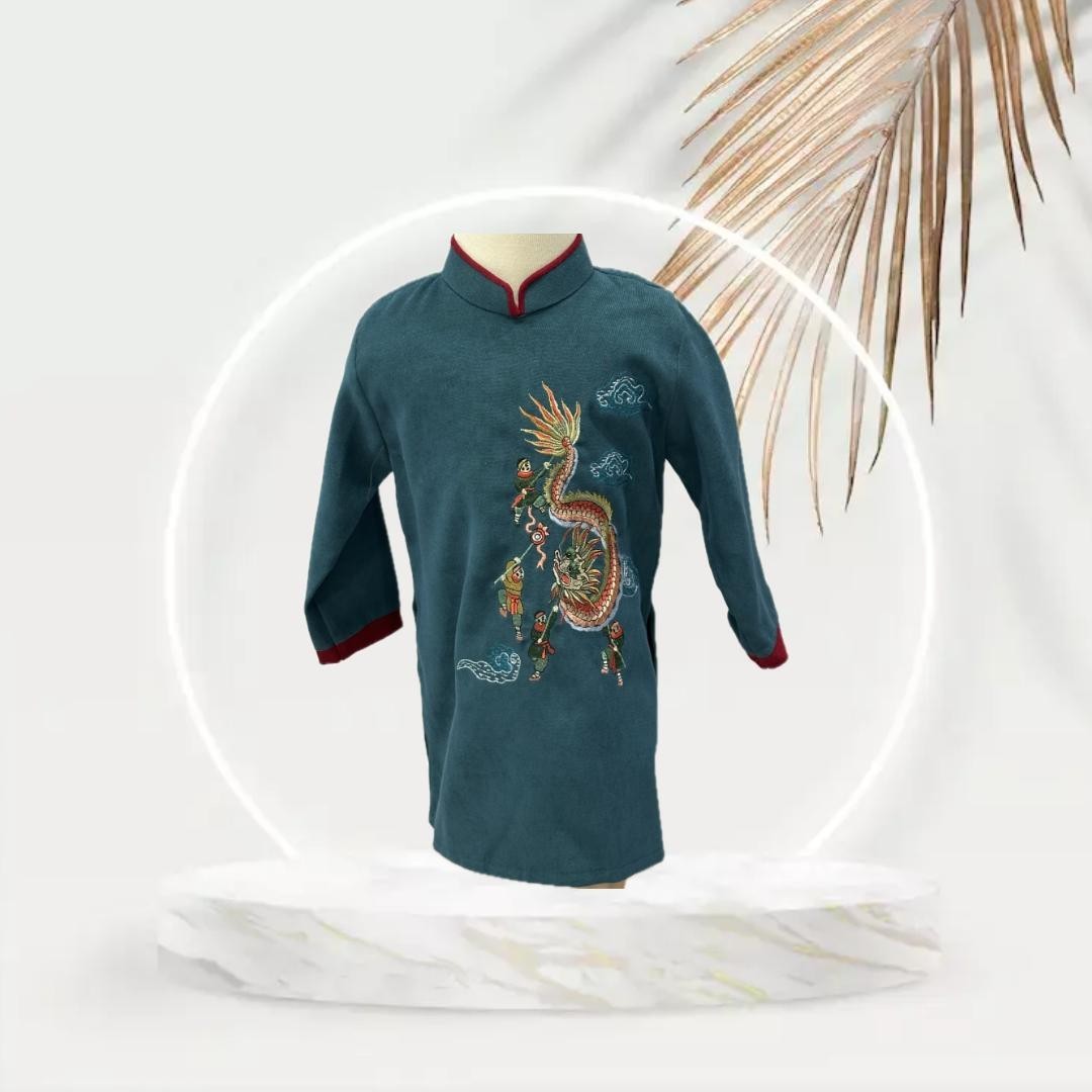 Vietnamese Traditional Family Ao Dai for Toddler/Baby Boy/Boy/Be Trai – Green