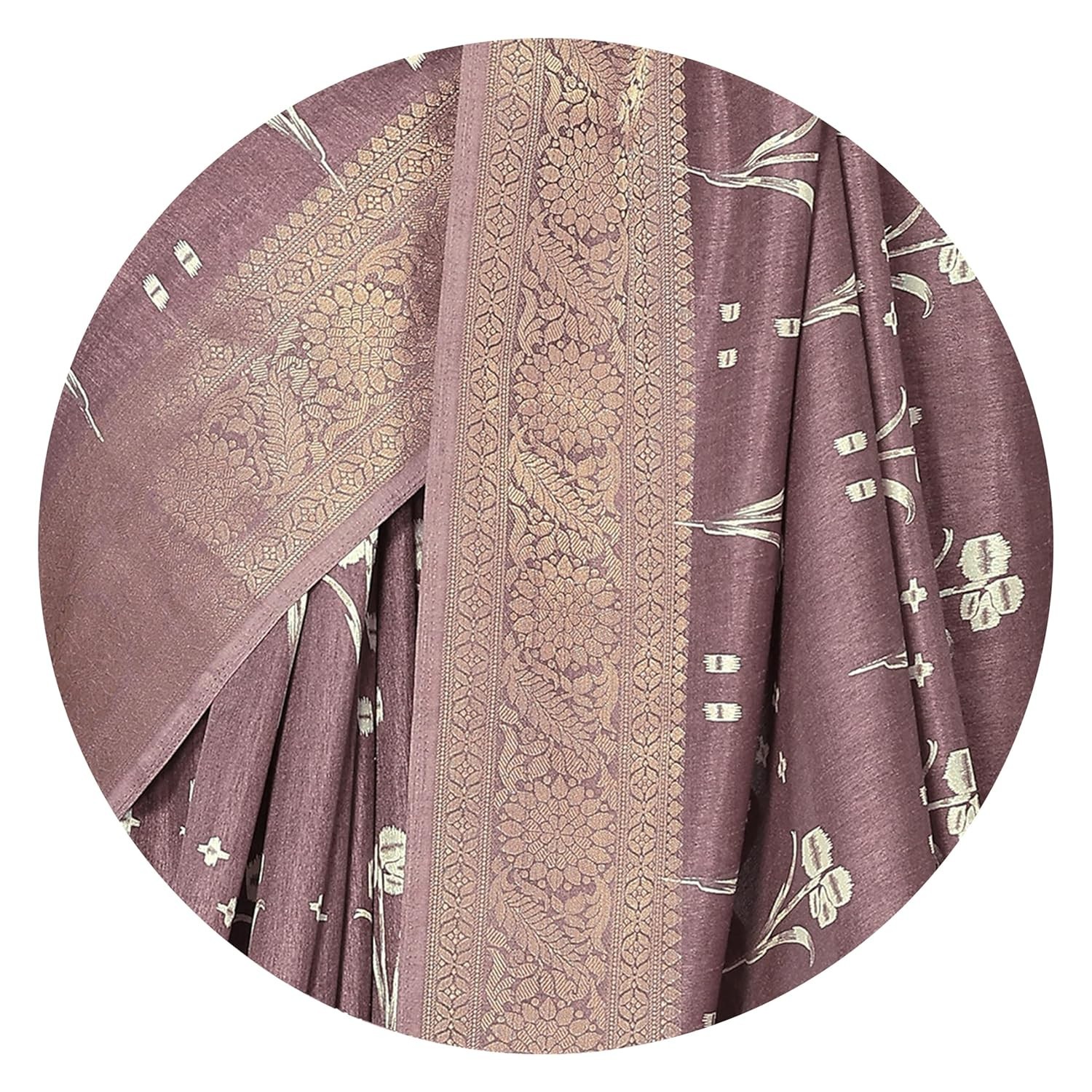 Women’s Silk Blend Block Printed Saree with Blouse Piece