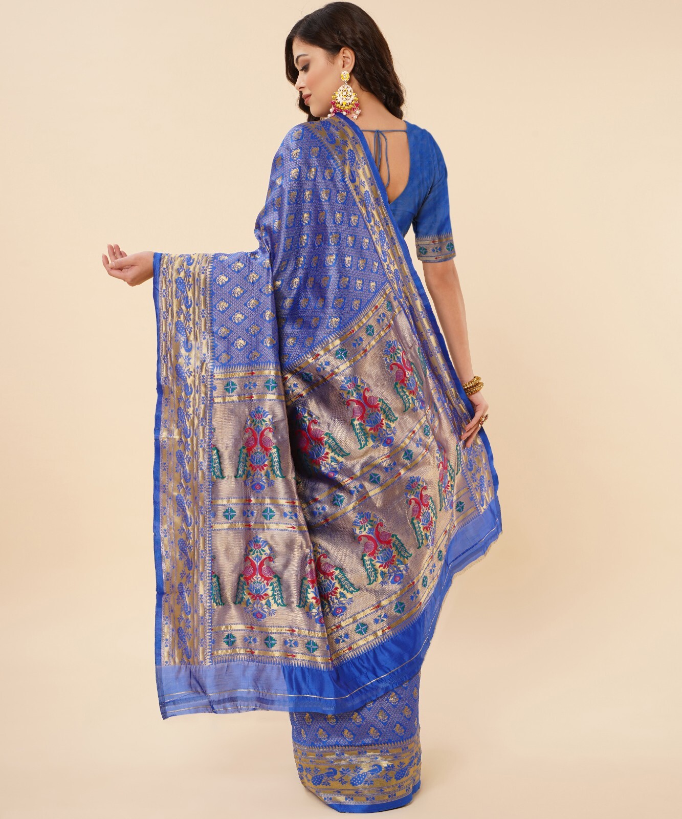 Areca Designer Paithni Square Mor Silk saree blouses women Saree Cut – 5.5 Meter