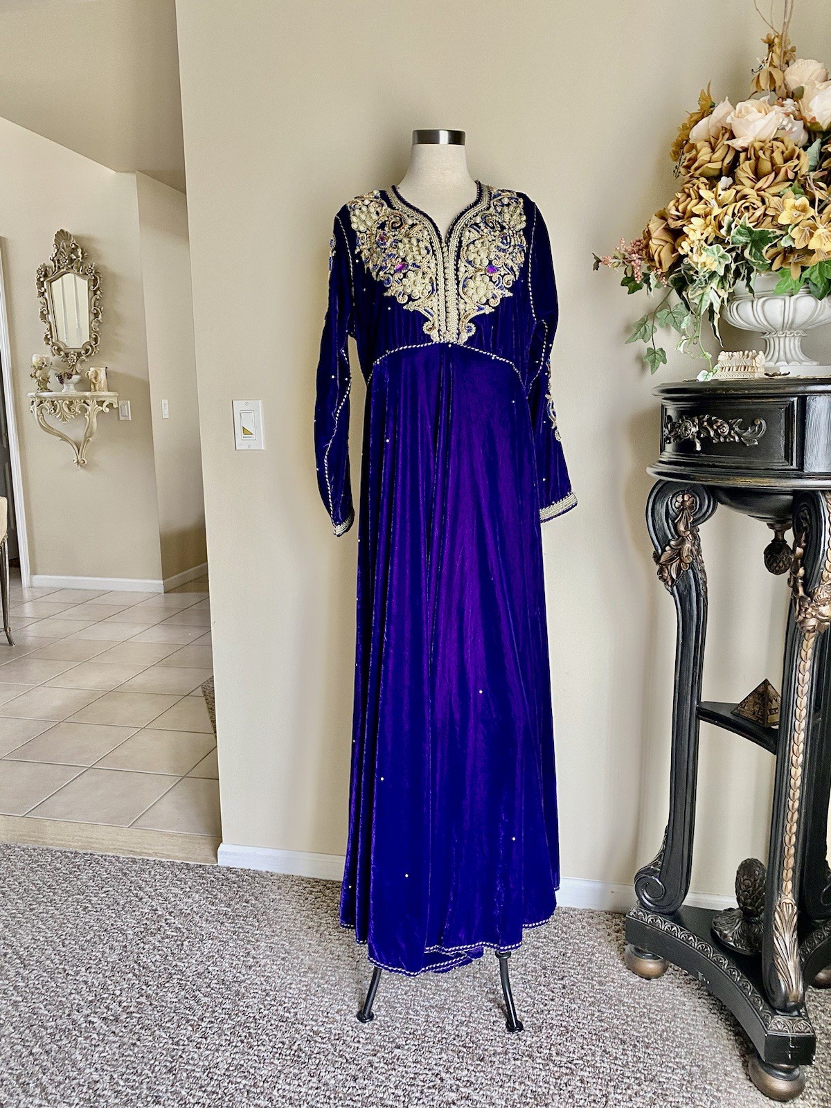 Velvet Flowy Anarkali Floor Length Indian Pakistani Wedding
