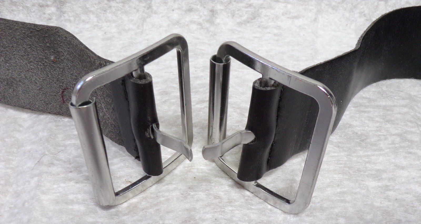 2 BLACK LEATHER KILT 14″ STRAP EXTENDERS WITH METAL CHROME PLATED BELT BUCKLES