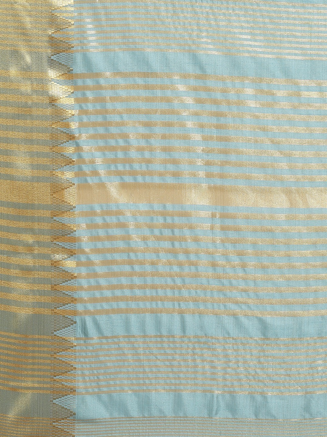 Women’s Turquoise Blue & Gold-Toned Woven Design Silk Blend Kasavu Saree