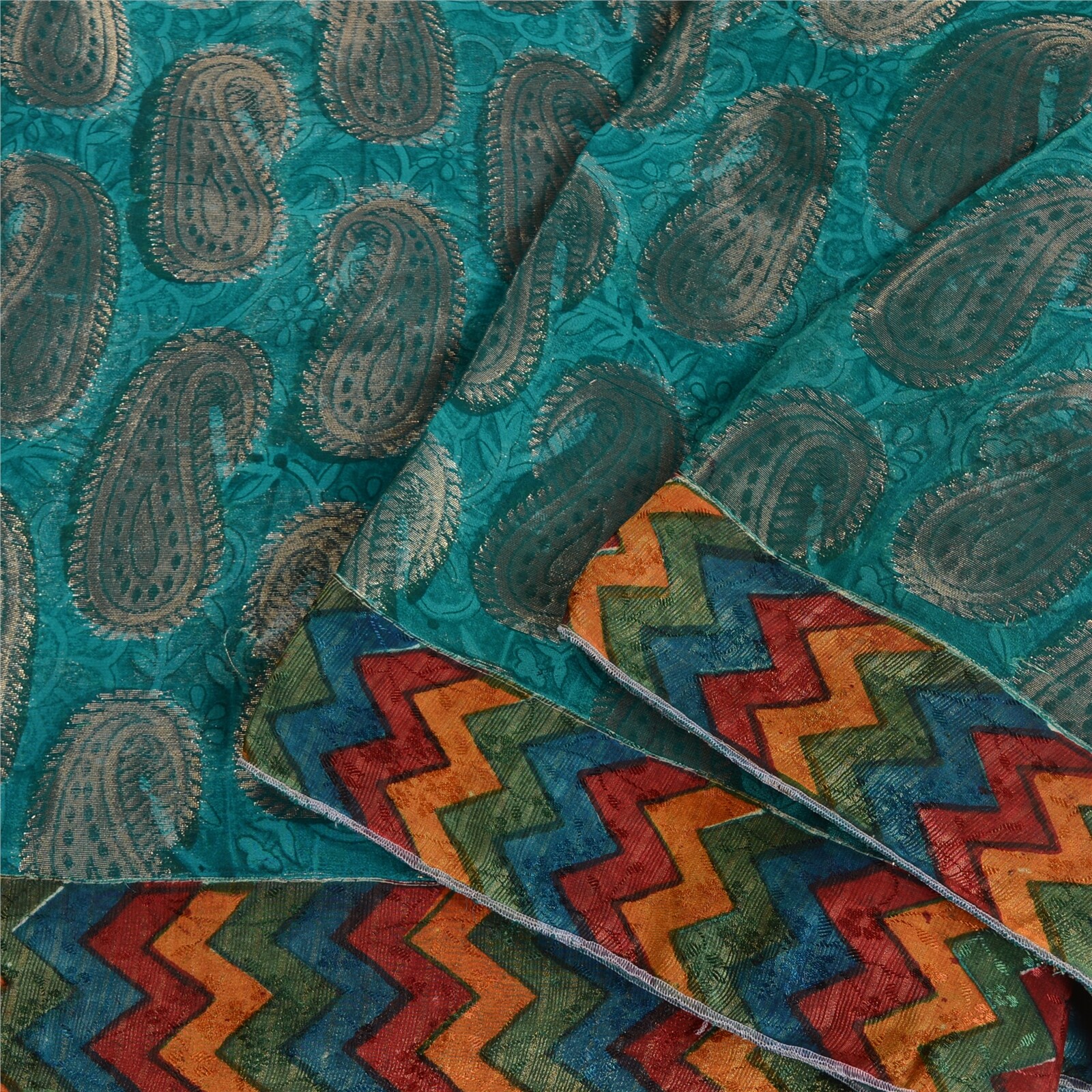 Sanskriti Vintage Blue Indian Sarees Blend Georgette Woven Premium Sari Fabric