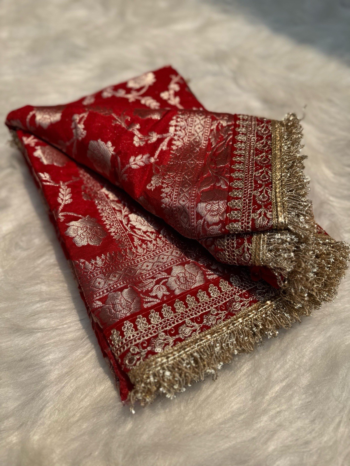 Red Bridal Saree Wedding Sari Blouse Indian Sarees Women Clothing