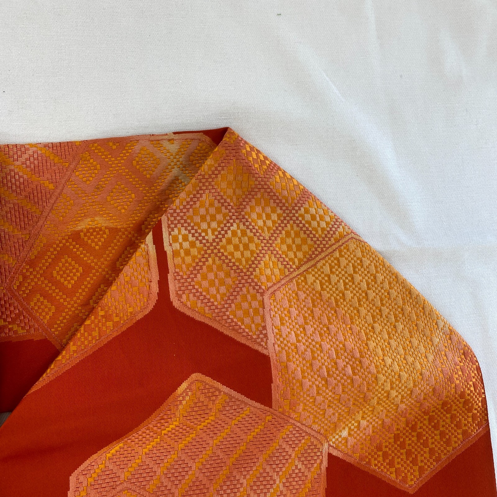 Japanese Vintage Kimono Nagoya Obi Silk Red Traditional Embroidery 139 x 11 in