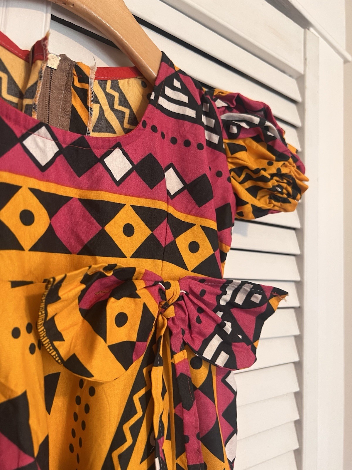 NIGERIAN AFRICAN Kids Girls Dress Size 6 Handmade Long Short Sleeve Colorful