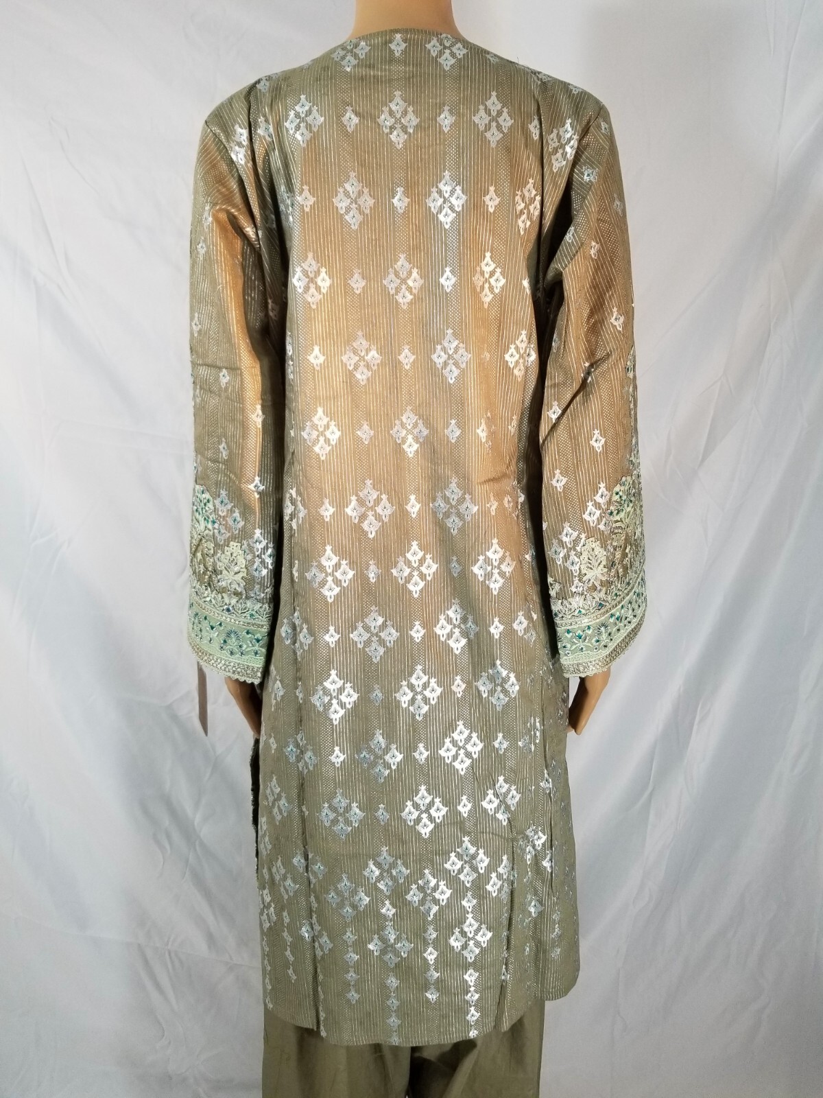 SemiFormal Jacquard Cotton Broshia Embroidered 3PC Shalwar Kameez Pakistani L/43