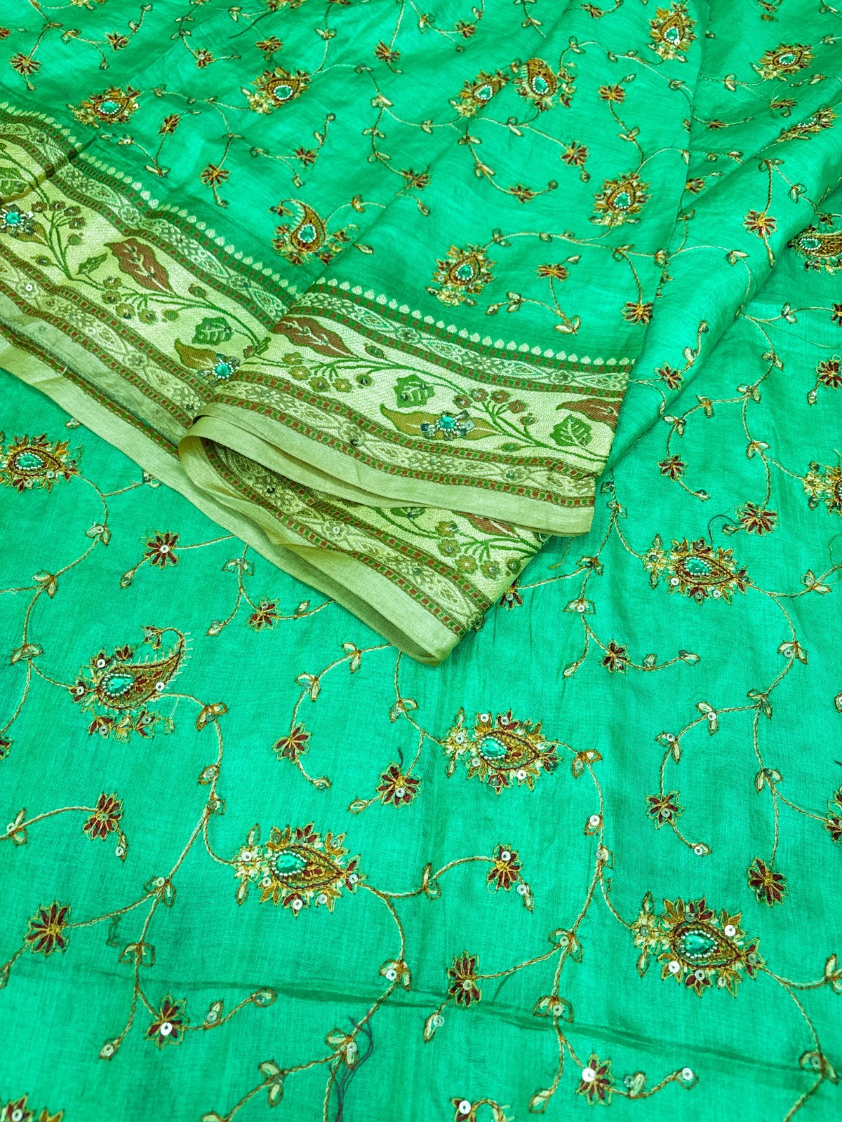 Vintage Tussar Silk Saree, Upcycled Printed Tussah Silk DIY Fabric TS1115