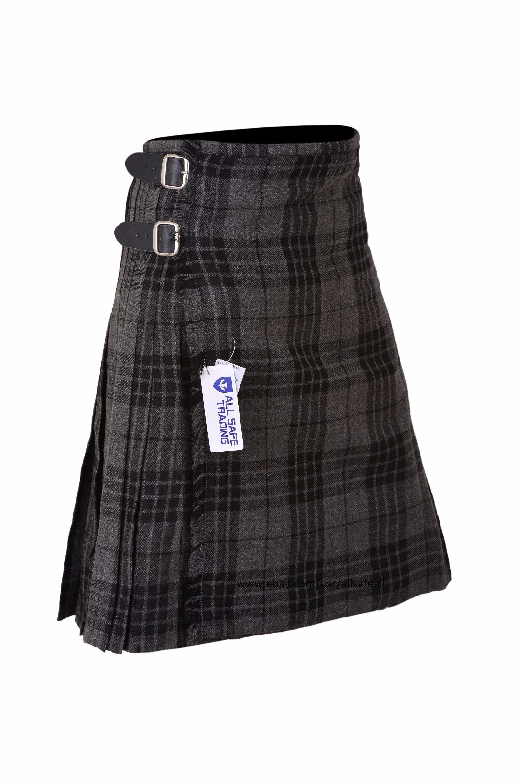 Men’s Scottish 9 Piece 8 Yard Kilt Outfit with Sporran Hamilton Grey Tartan Kilt