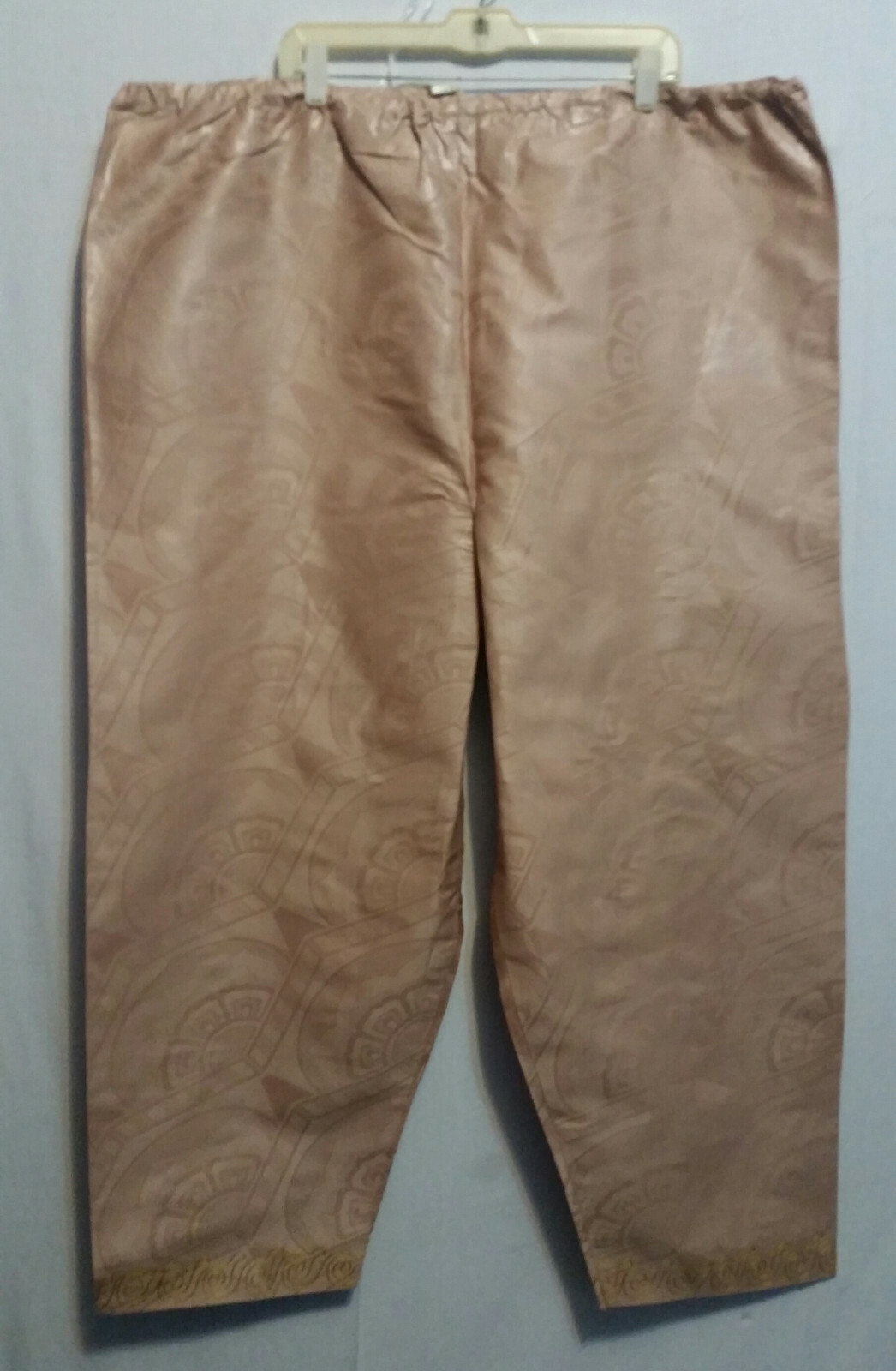 Men Grand Boubou Pant Suit w/ Hat African Brocade Beige Gold Free Size
