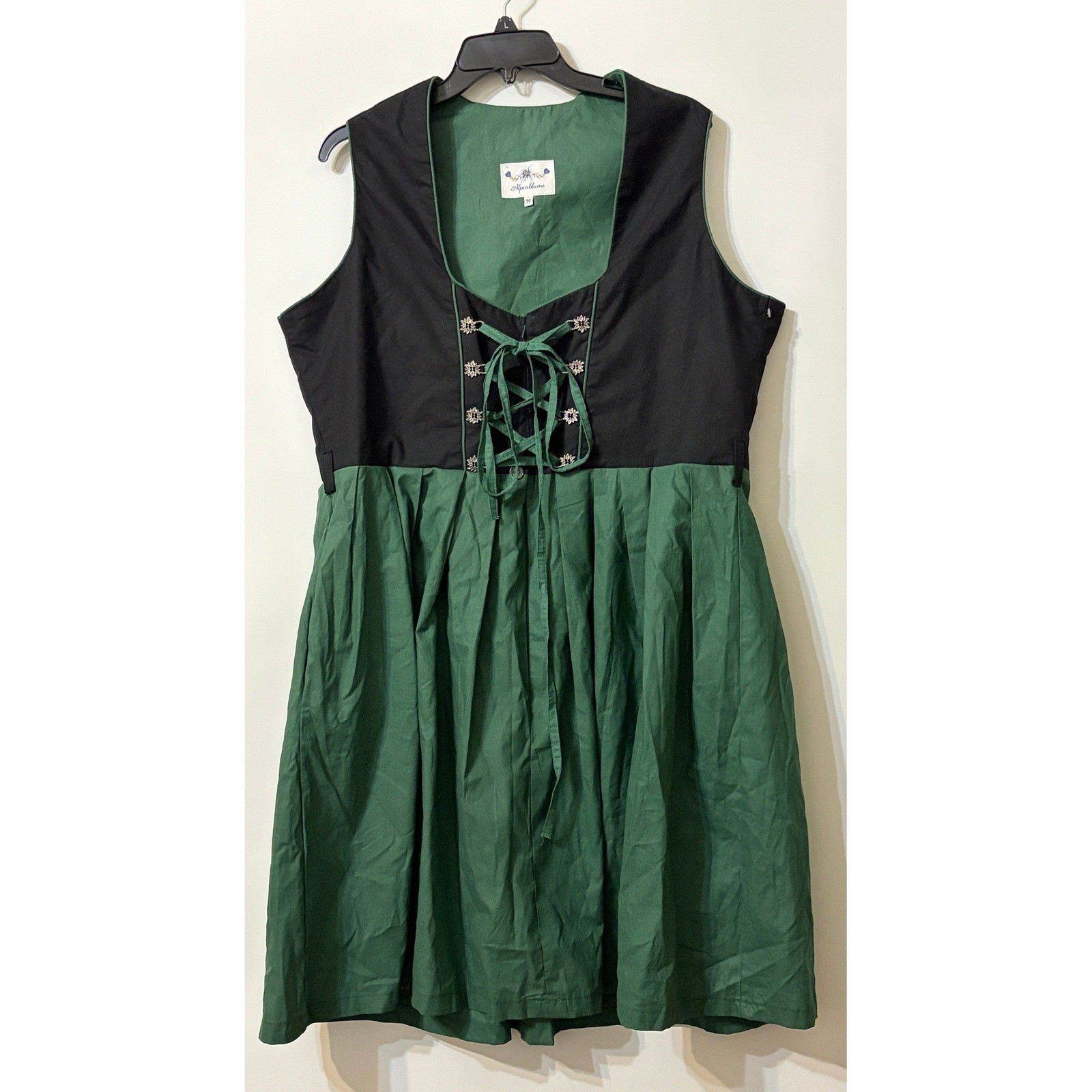 Alpenblum Oktoberfest Dirndl Dress Womens Sz18Green Black Bavarian Beer Festival