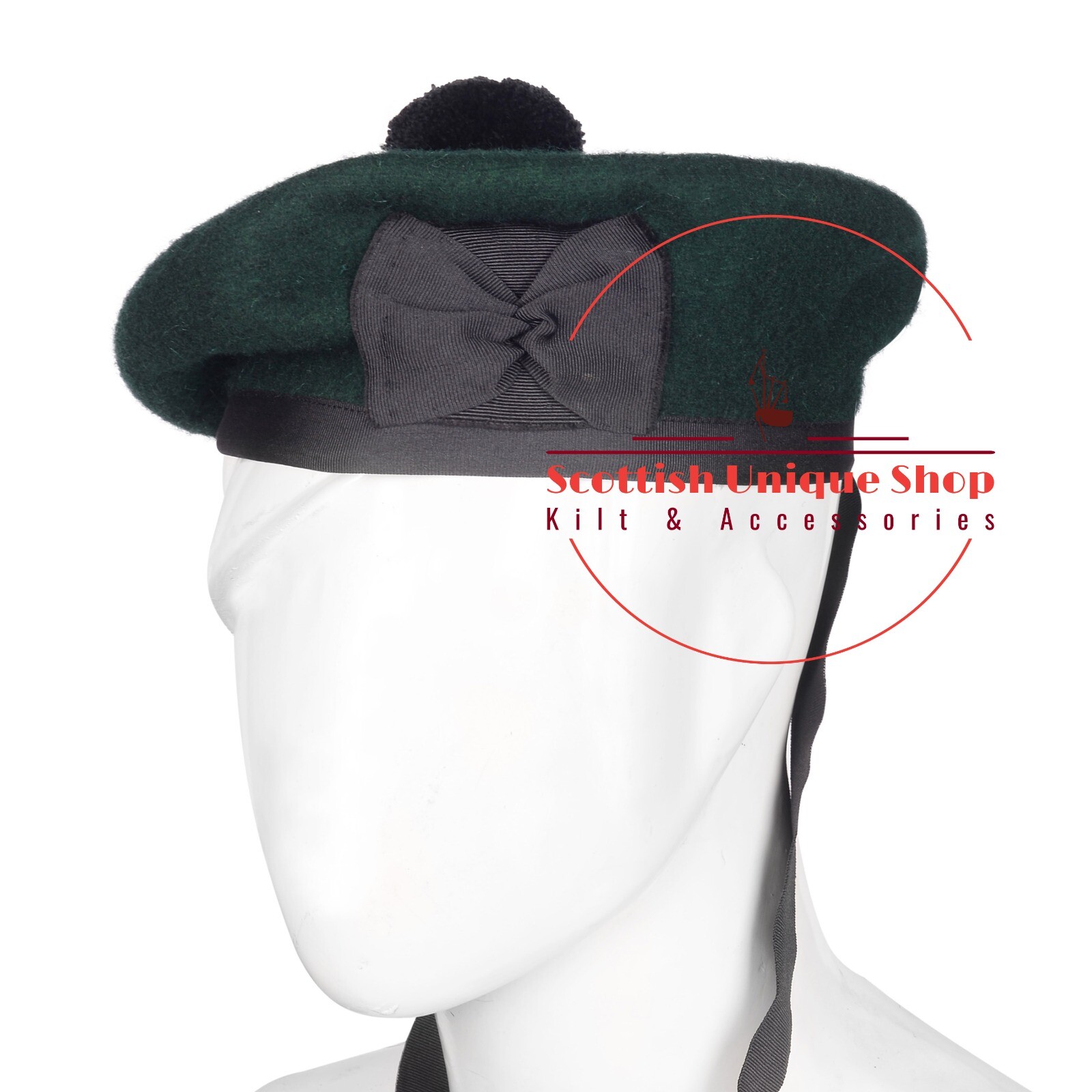 Tam O Shanter Hat Military Bonnet Beret Solid Green Balmoral Army Cap Scotts Hat