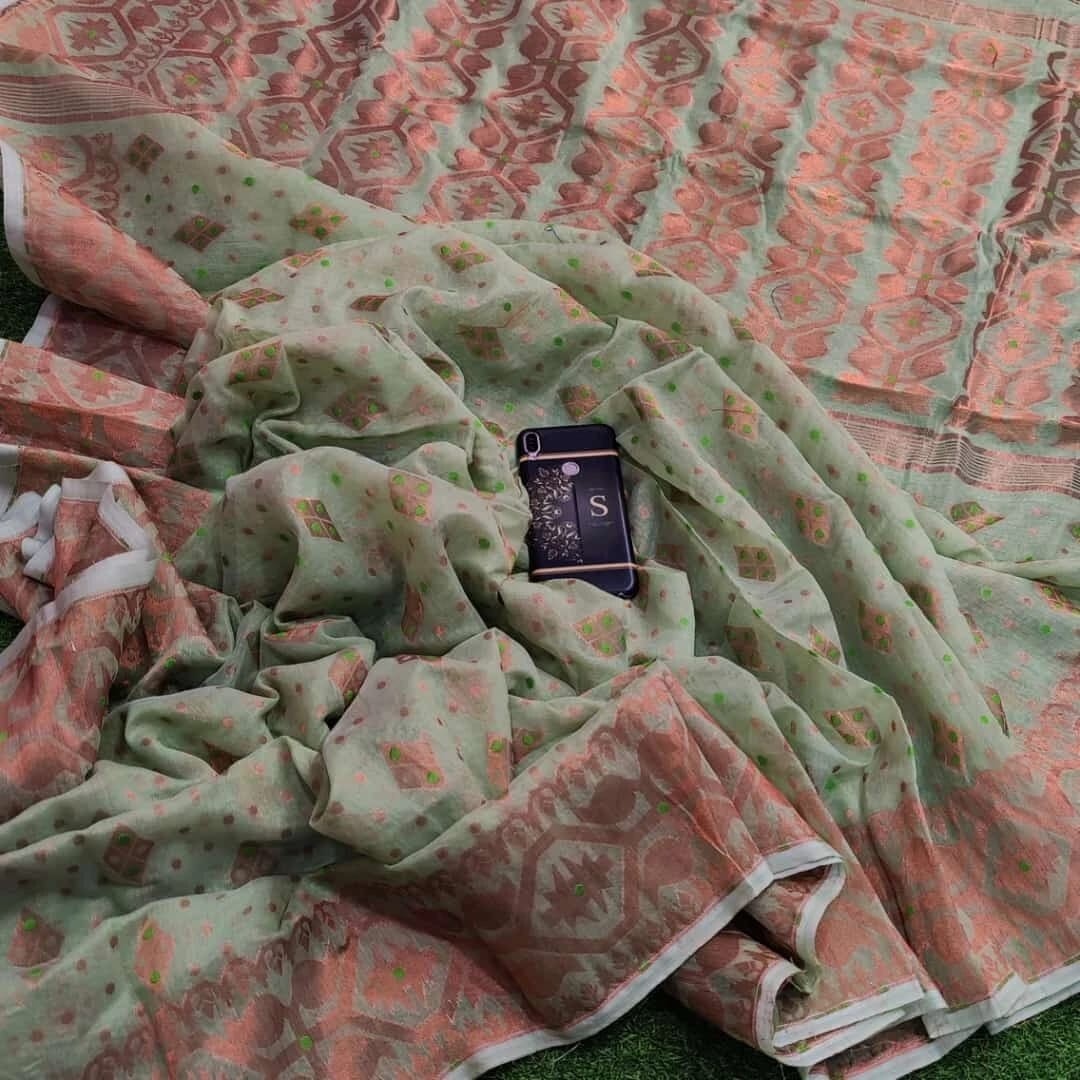Hand Made Jamdani Saree With Bp
