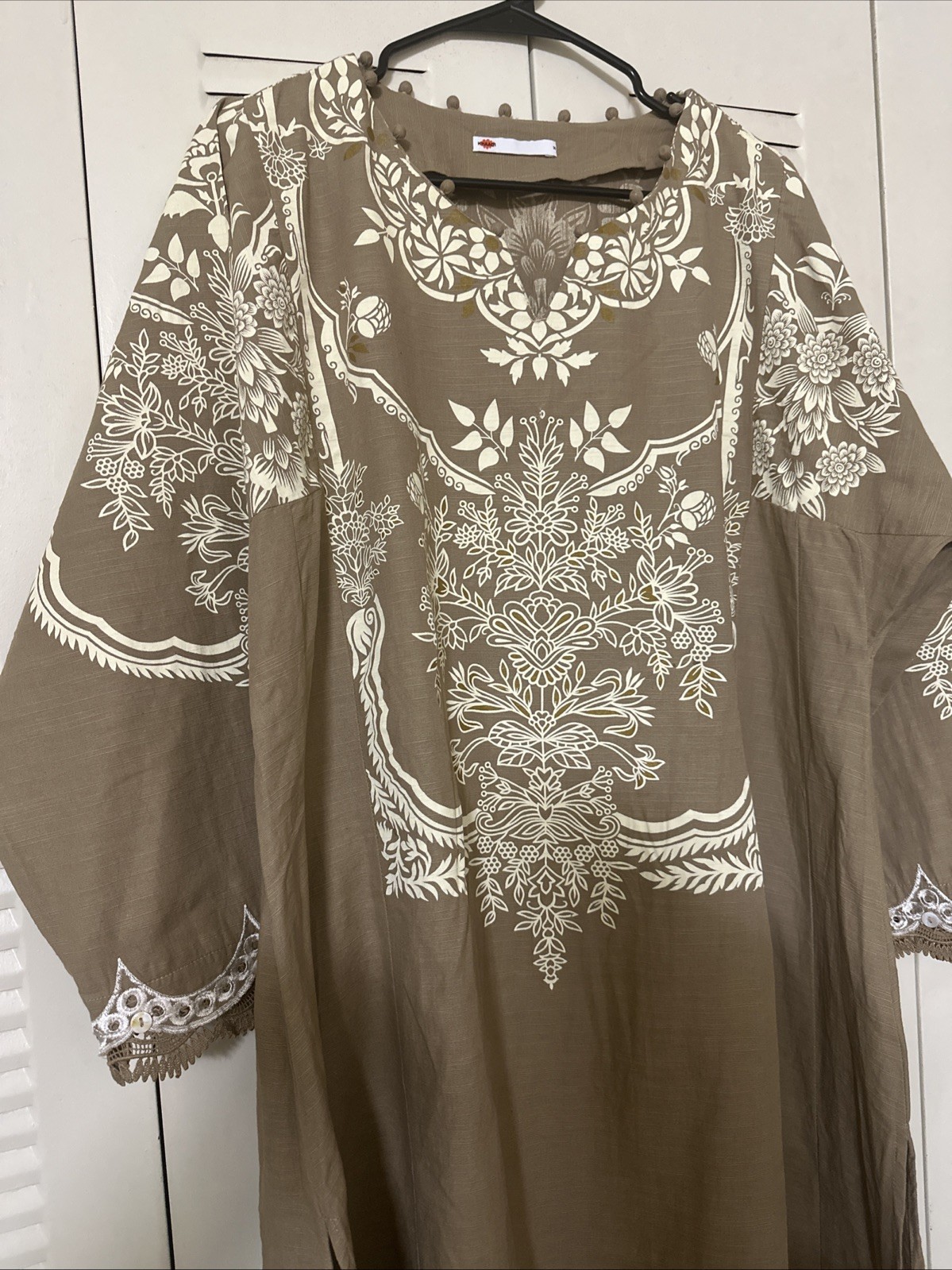 Khaadi Embroidered & Dye printed flared kurta with scalloped sleeves 2Pc Sz 14