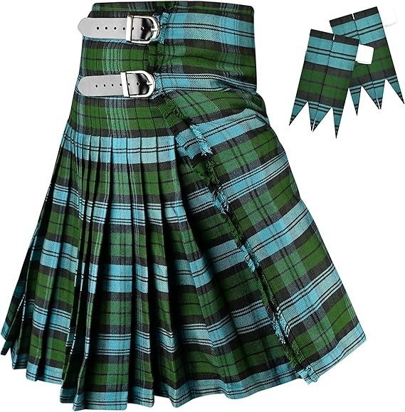 Men’s Scottish Highland 5 Piece Kilt Package Set Traditional Tartan Kilt Outfit