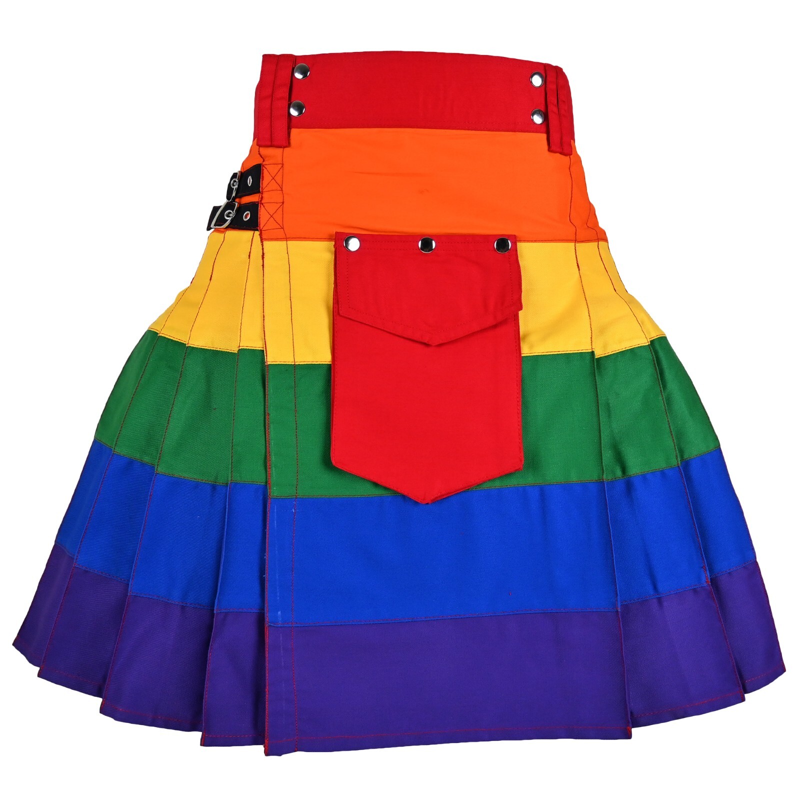 Hybrid Cargo Kilt Rainbow Round Pleated Kilt Traditional Highlander Outfit