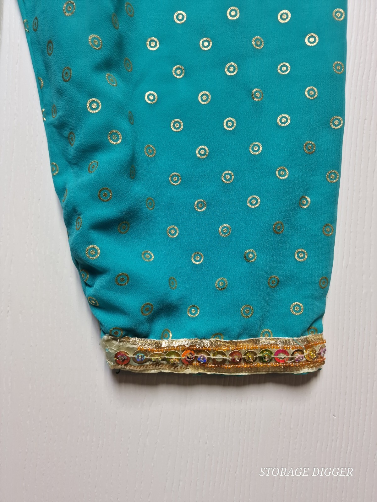 Kids Girls Salwar & Dupatta 30 Blue Printed Pleated Beaded Pull On Elastic Waist