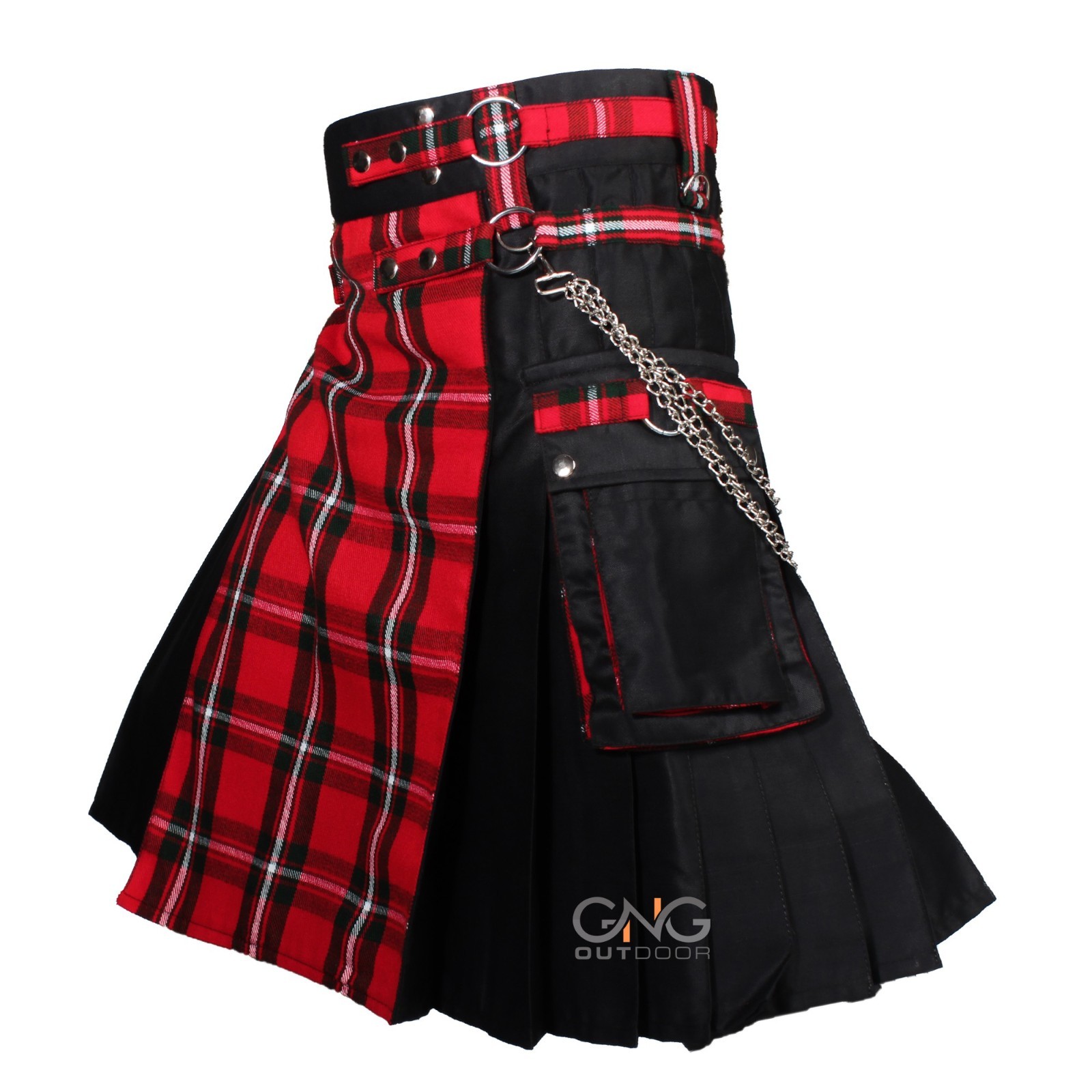 Men Scottish Gothic Kilt Macgregor Tartan Front Apron Utility Kilt Size 28-62