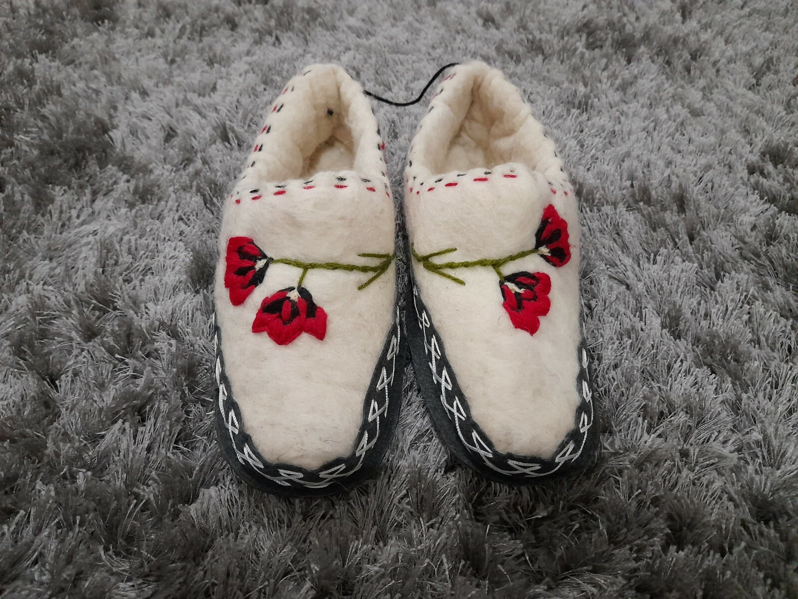 ALBANIAN HANDCRAFT WOOL BOOTEES SLIPPERS SHOES SOCKS WITH LEATHER PAPUCE NEW #6