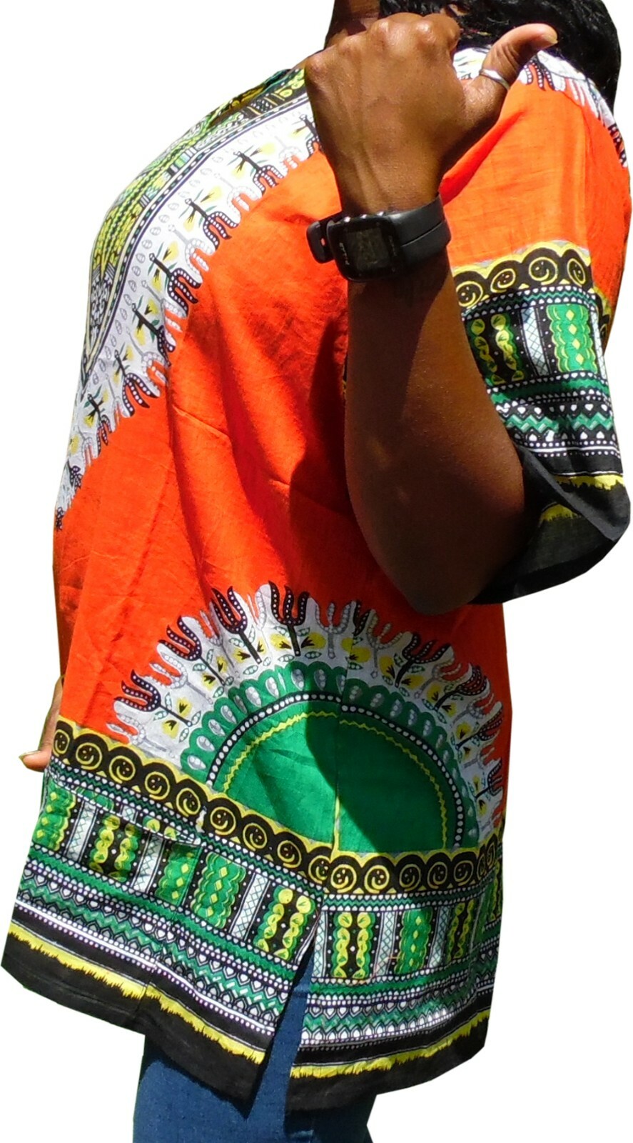 Womens ORANGE Dashiki Shirt African Blouse Top Rap Rapper ~ FAST SHIPPING