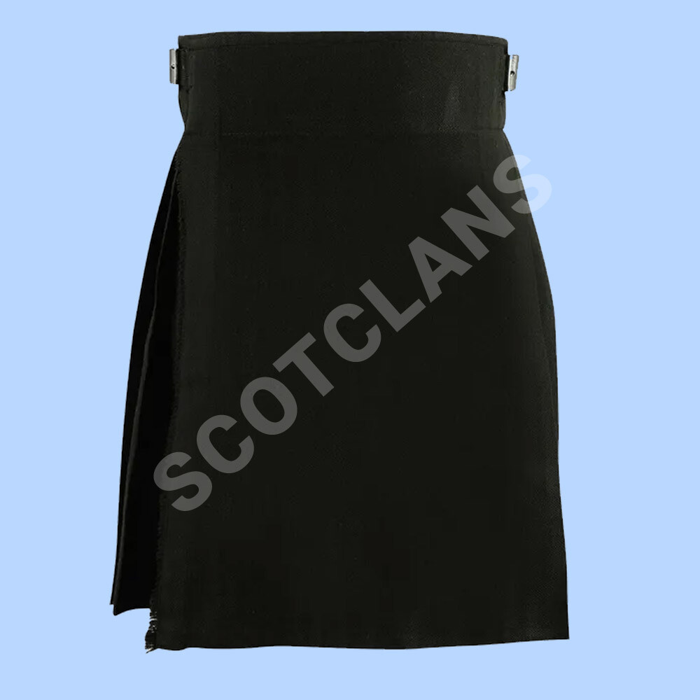 5 Yard Men’s Scottish Kilts Tartan Kilt 13oz Plain Black