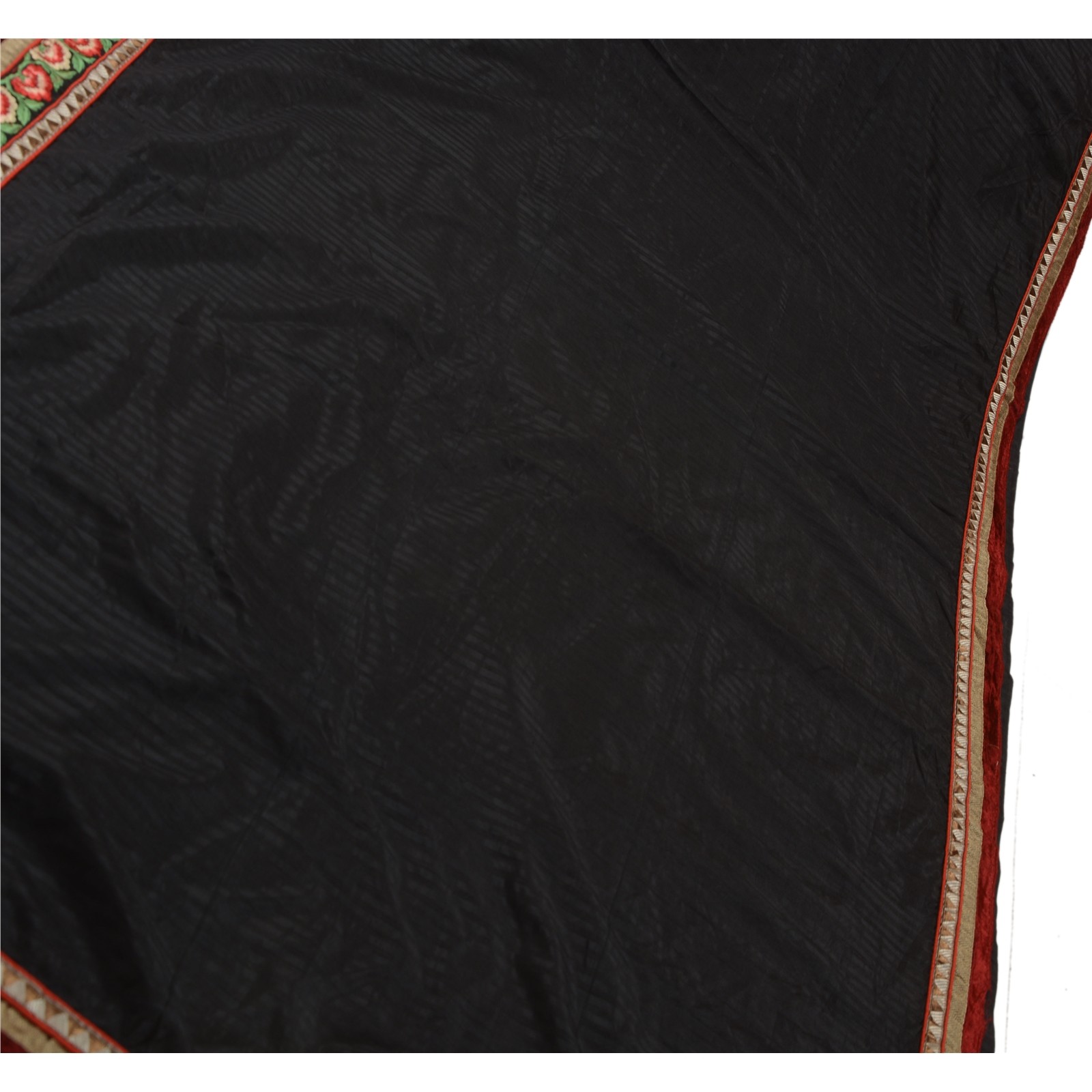 Sanskriti Vintage Indian Sarees Art Silk Embroidered Woven Fabric 5 Yard Sari