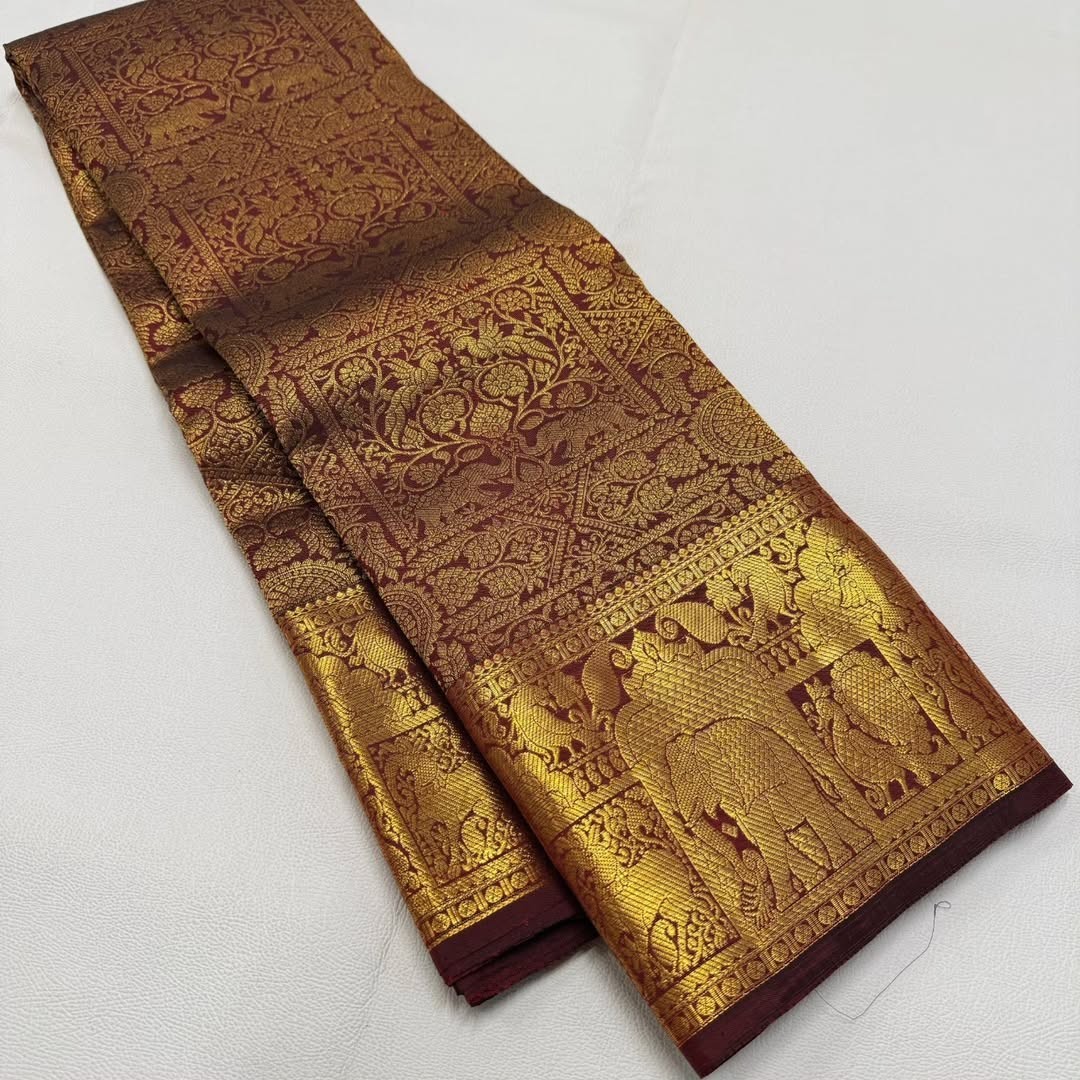 Premium Red Soft Silk Saree with Rich Gold Zari Work – Festive Collection