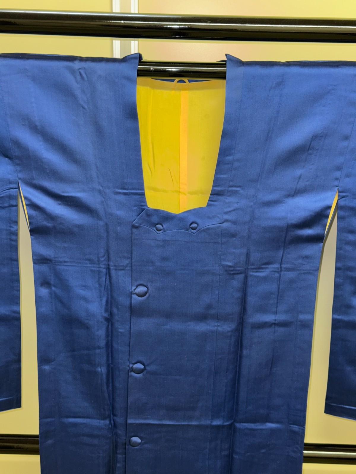 Japanese Vintage Kimono Michiyuki Jacket Polyester Blue Traditional 49 in