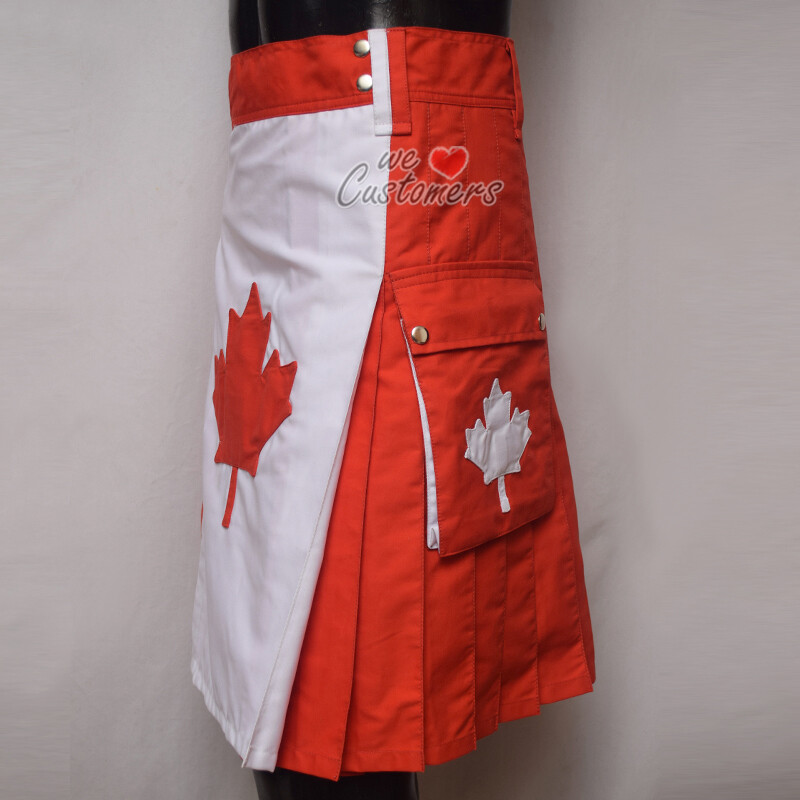 New CANADIAN MAPLE FLAG Hybrid Utility Kilt 100% Cotton PC Fabric Washable – WLC