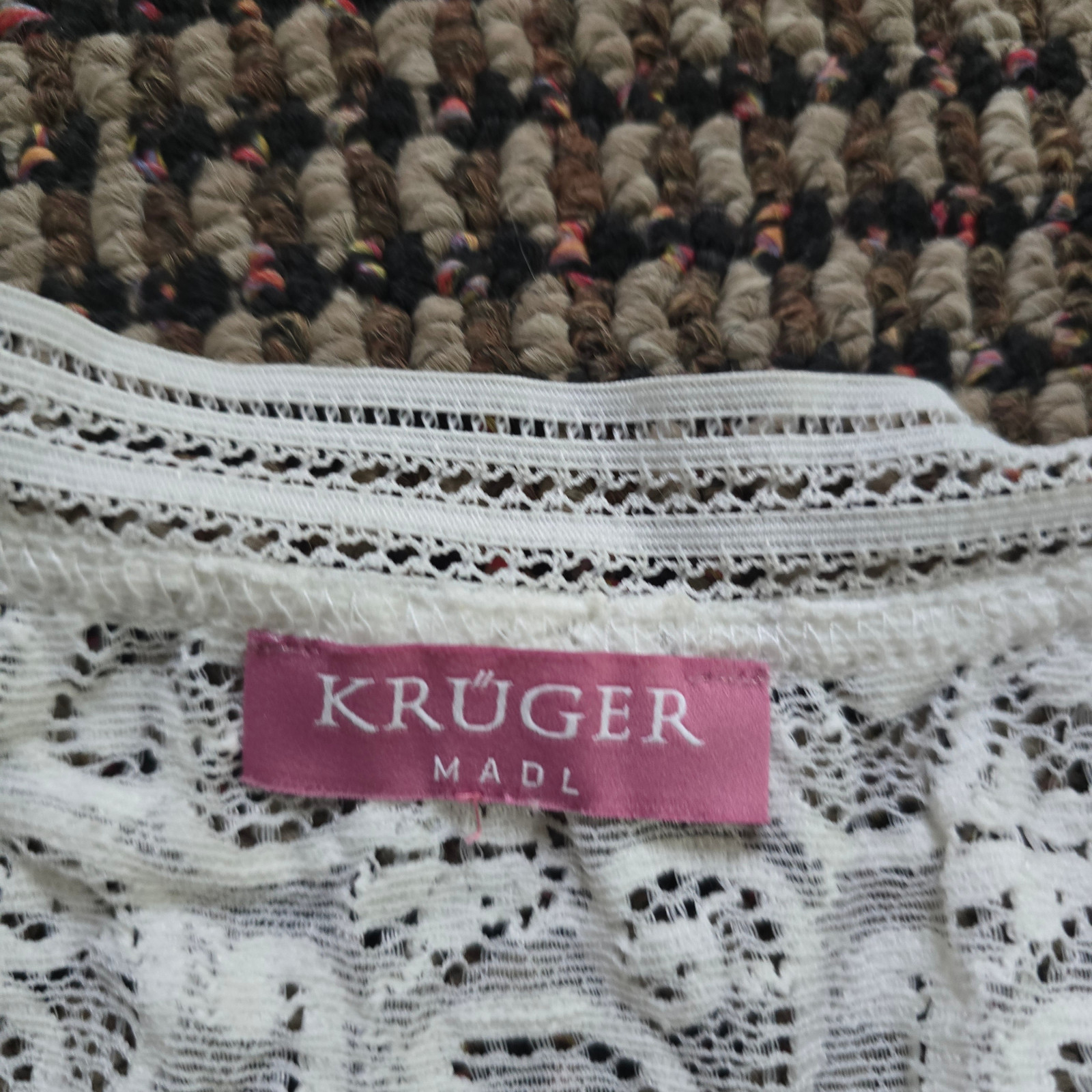 Krüger Madl Dirndl Blouse White Lace Ruffle Sleeve EU 44 Oktoberfest
