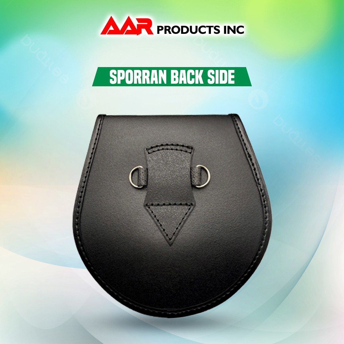 Brand New Leather Sporran with Shamrock on Front 3 Tassels & Chain Straps