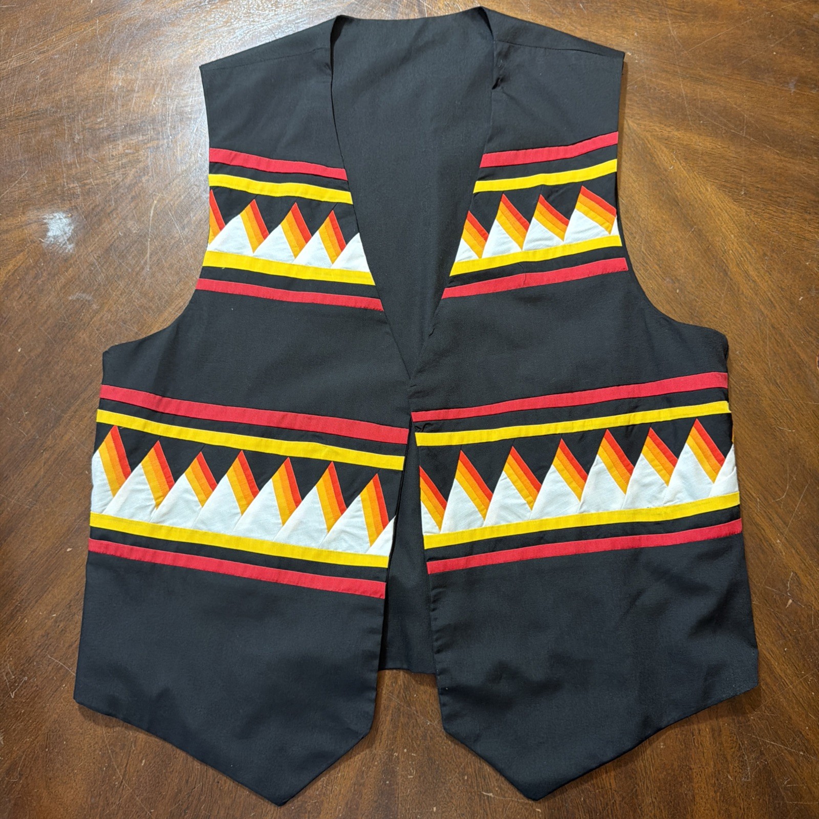 Native American Seminole Men’s Traditional Black Patchwork Vest