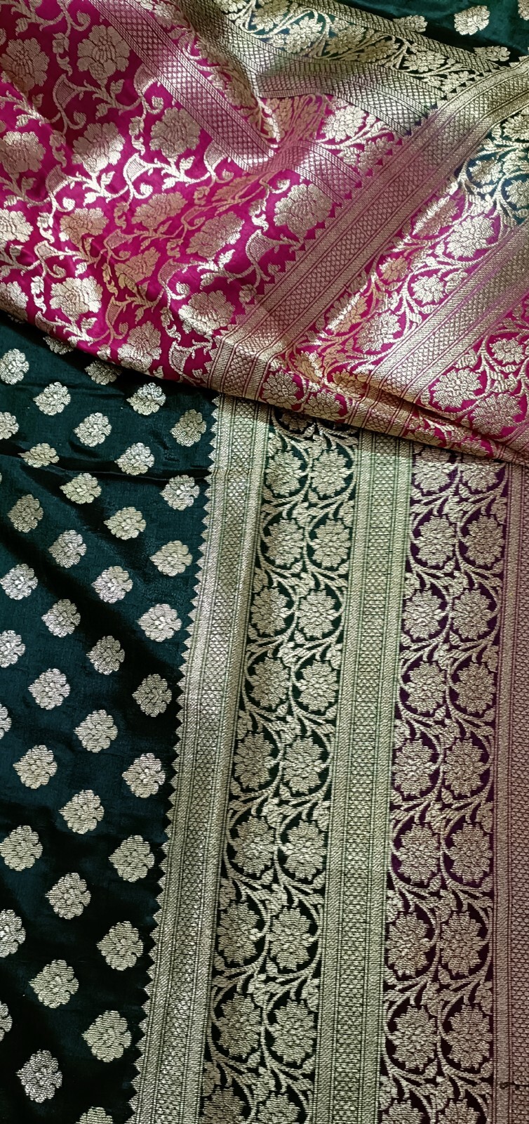 Designer Anniversary jacquard Barnabas Silk 2In 1 color Green .Pink saree