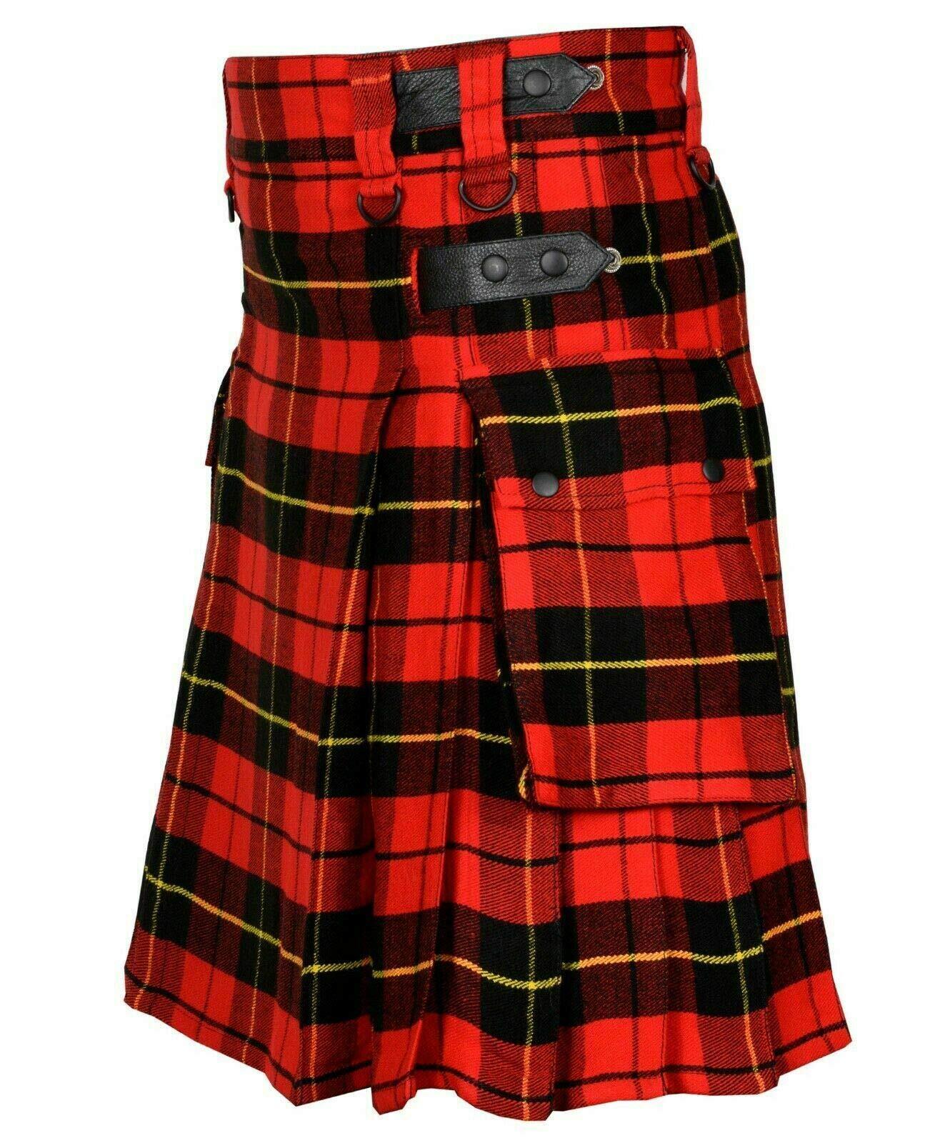 Wallace Tartan Leather Straps Utility Kilts