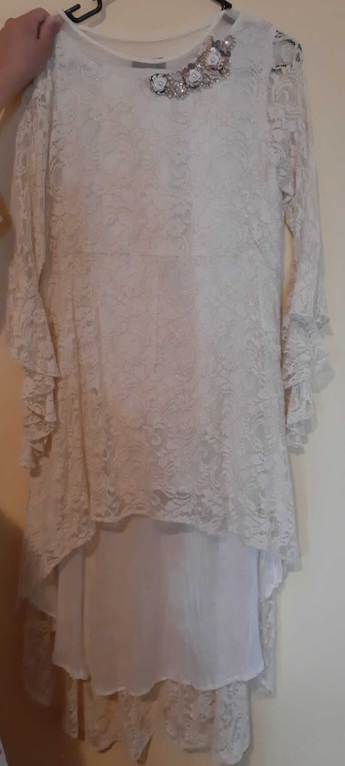 Pre Loved Limelight Gold White Size L Large Net Shalwar Kameez Dress And Bottoms