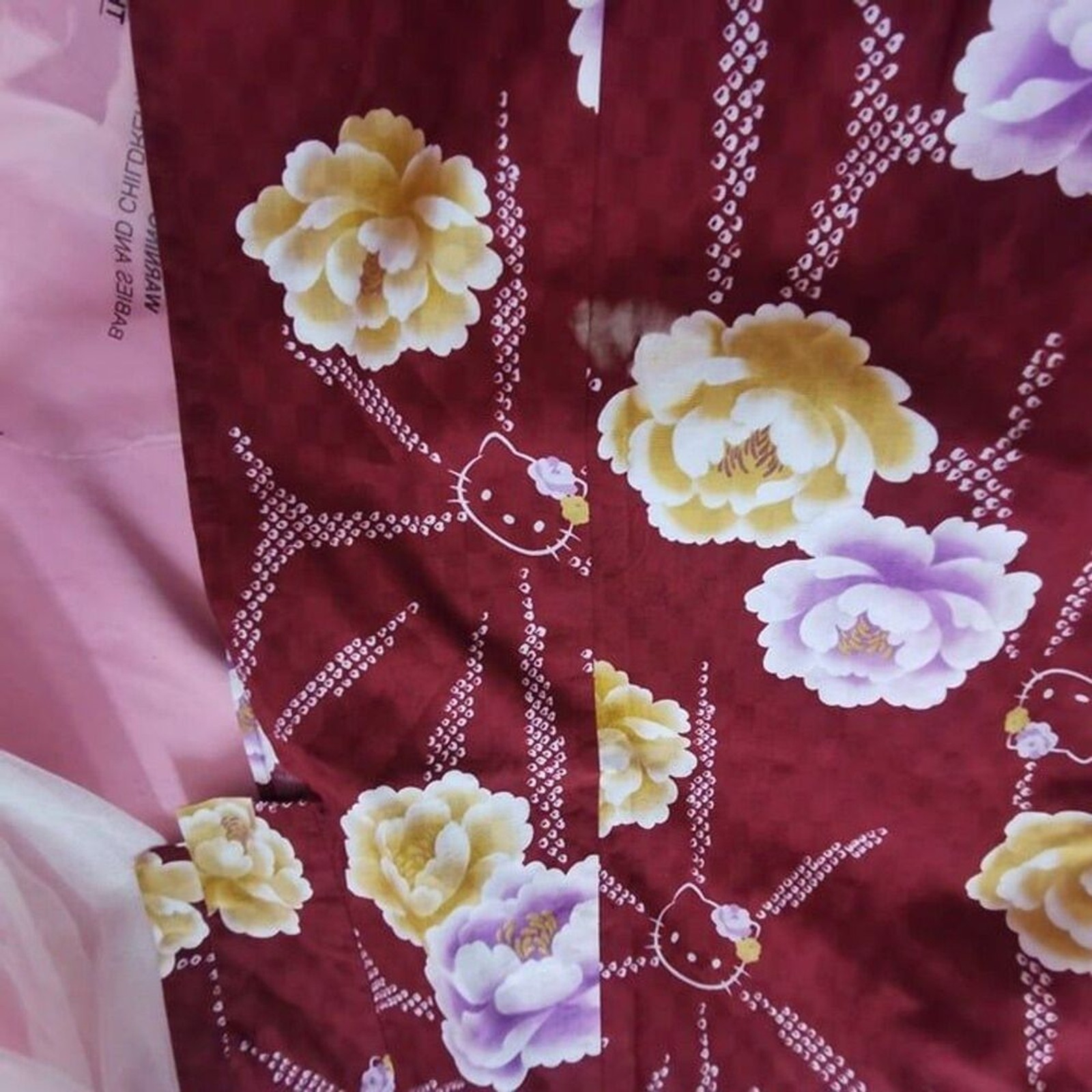 Hello Kitty Yukata Kimono Women Robe Japan Brown Floral Peony Kawaii Sanrio Y2K