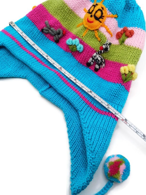 Handmade Chullo for kids – Peruvian Warmer hat for Winter knitting in Woll
