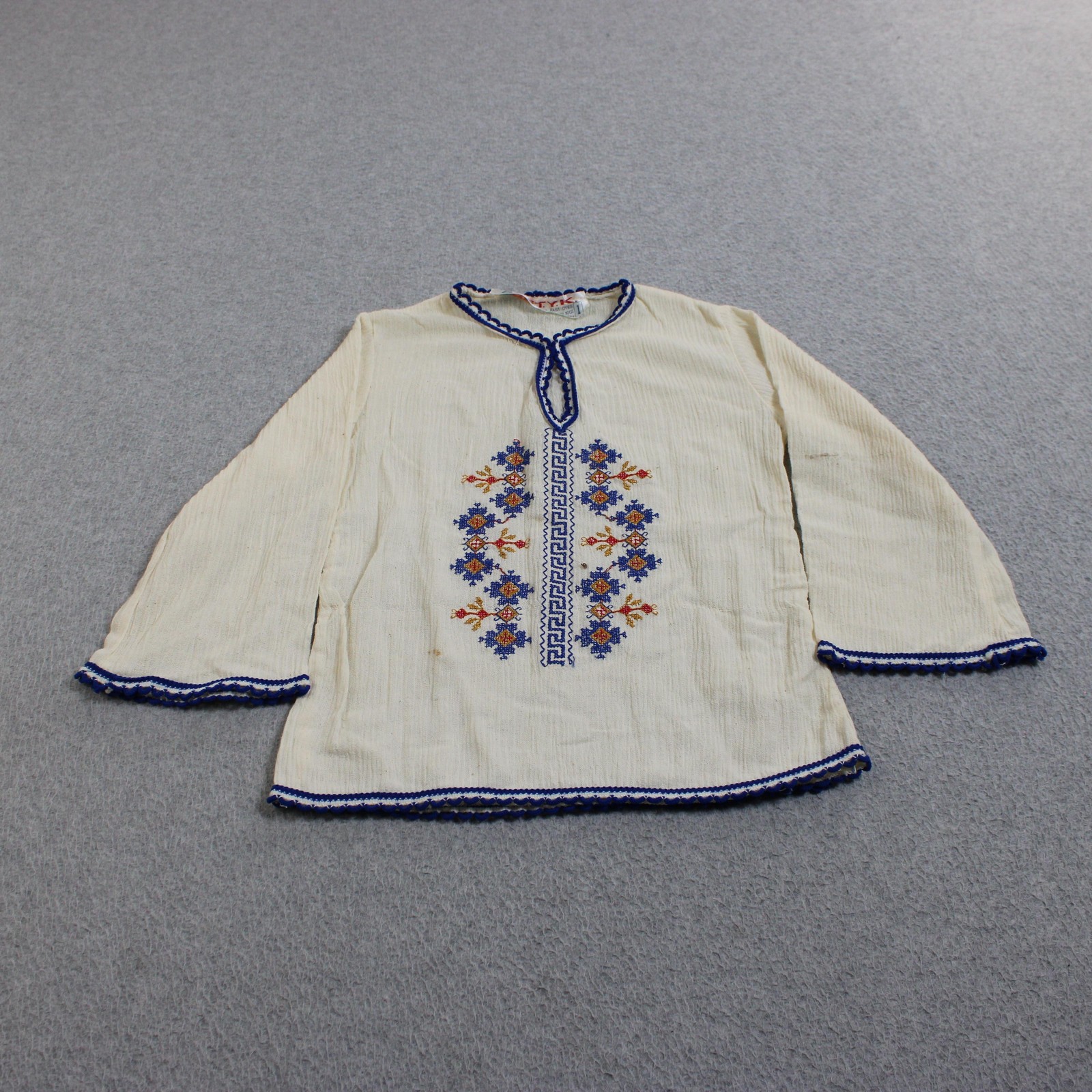 Vintage BETYK Shirt Vest Set Girls 3T/4T Red Greek Embroidered Gauze Folk Greece