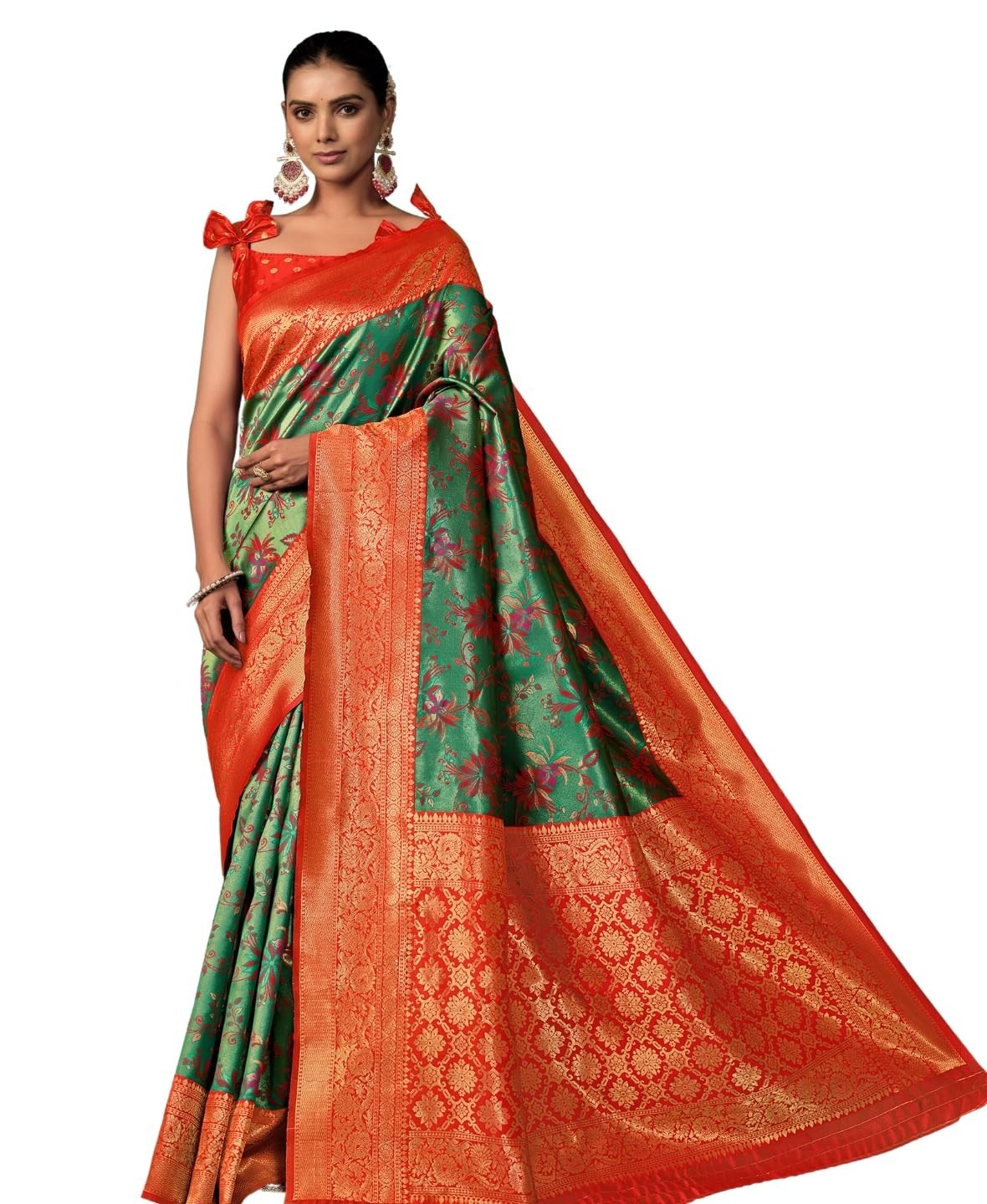 Women’s Silk Blend floral Woven Saree With Blouse Piece