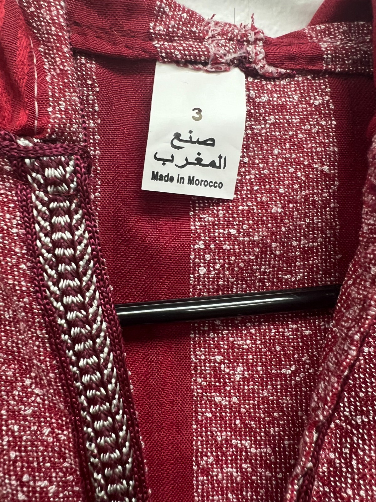 Men’s Moroccan Djellaba Hooded Thobe Handmade Arab Dishdasha Red/Silver
