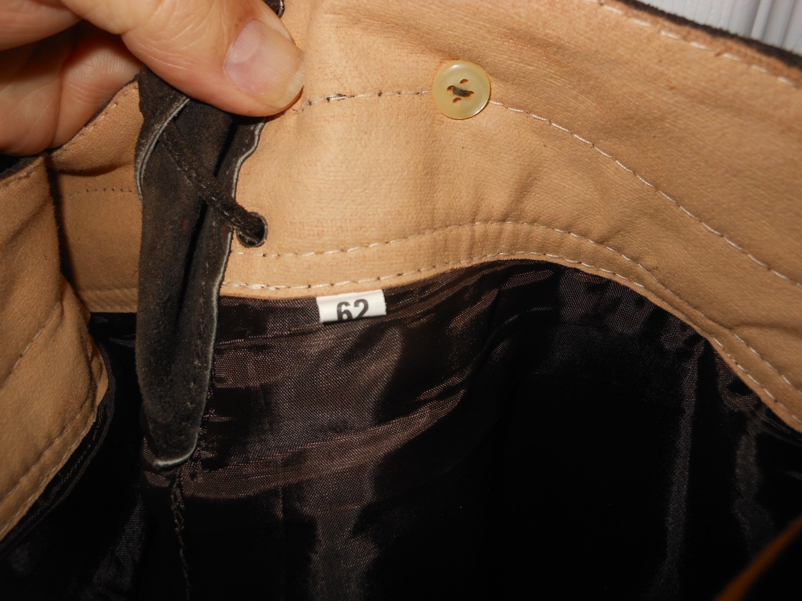 Lederhosen, men, long, size 48, used embroidered, linned