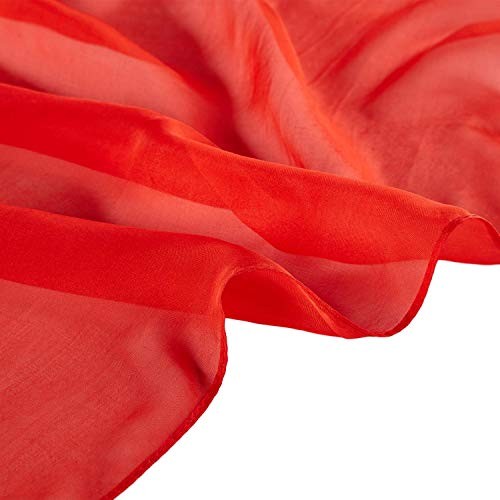 JWSilk Long Silk Chiffon Scarf Solid Color Red 1