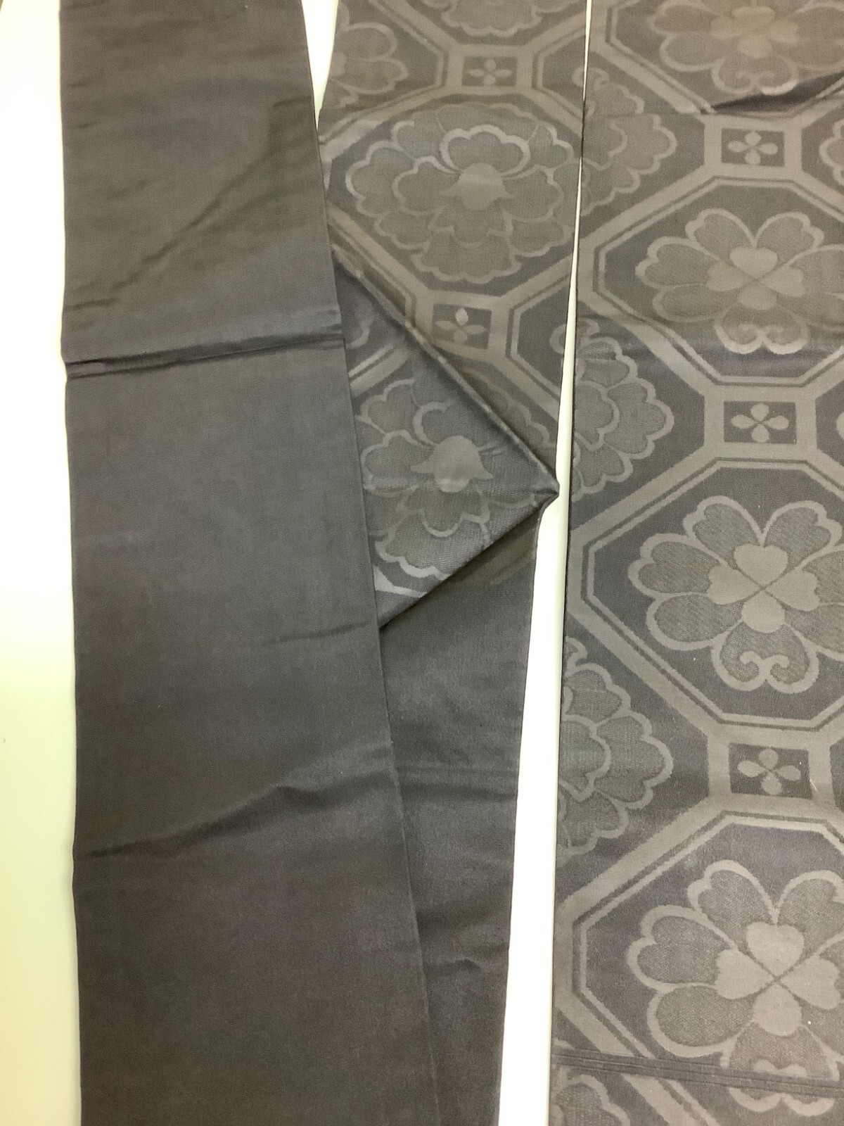 Japanese Vintage Kimono Nagoya silk Obi black rhombus tradition 138.5×11.8inch