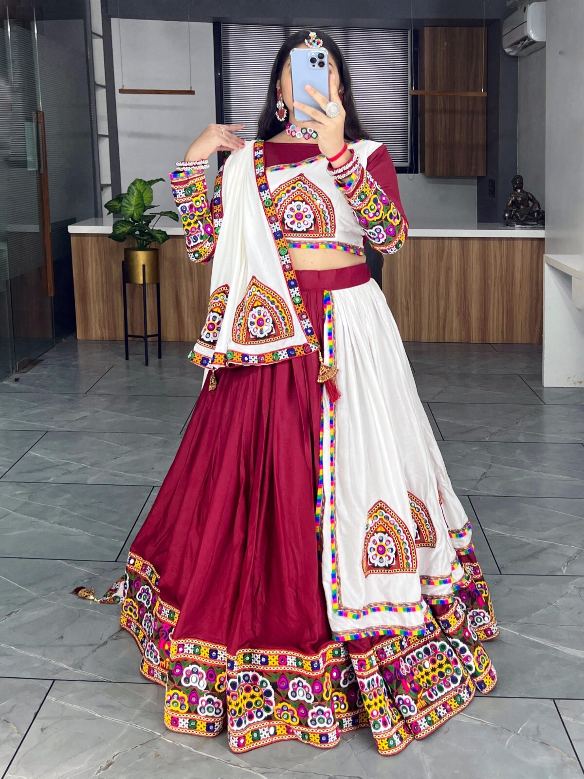 Pure Rayon Cotton Full Stitched Festival Bollywood Lehenga Blouse & Dupatta GR-K