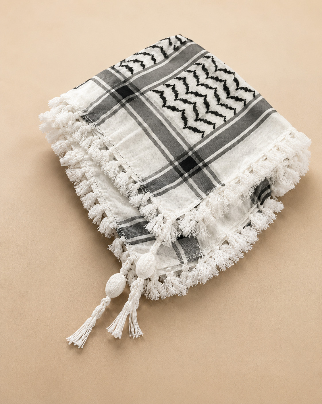 Palestinian Keffiyeh Scarf Black & White Traditional